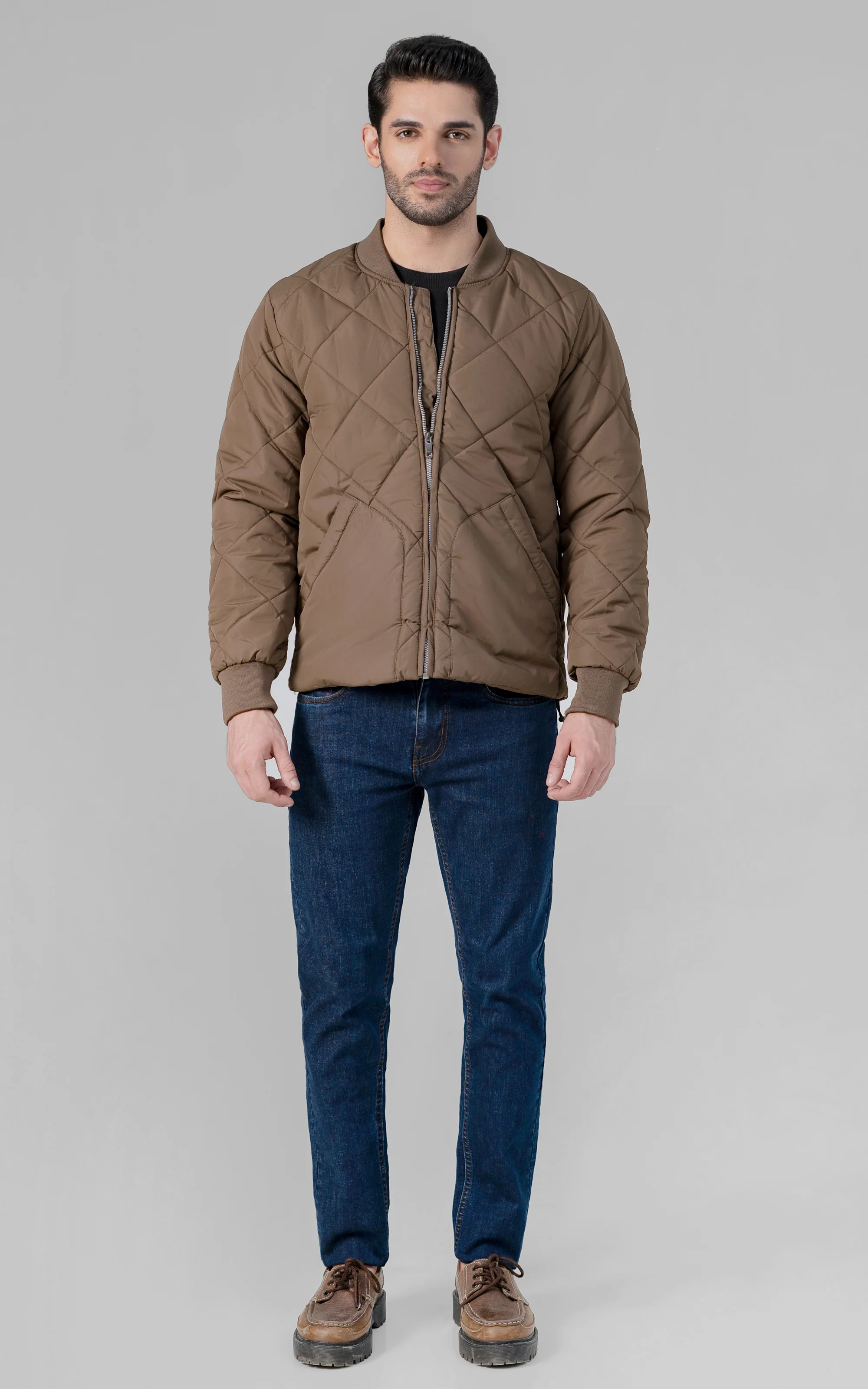 QUILTED BOMBER JACKET DARK KHAKI - Image 5