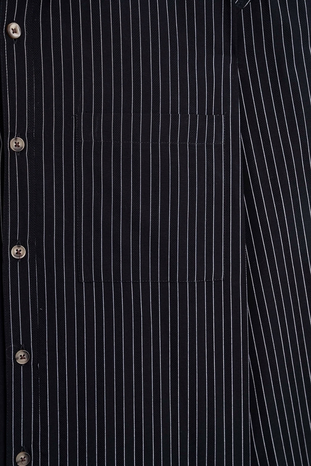 BUTTON DOWN COLLAR STRIPED CASUAL SHIRT BLACK - Image 8