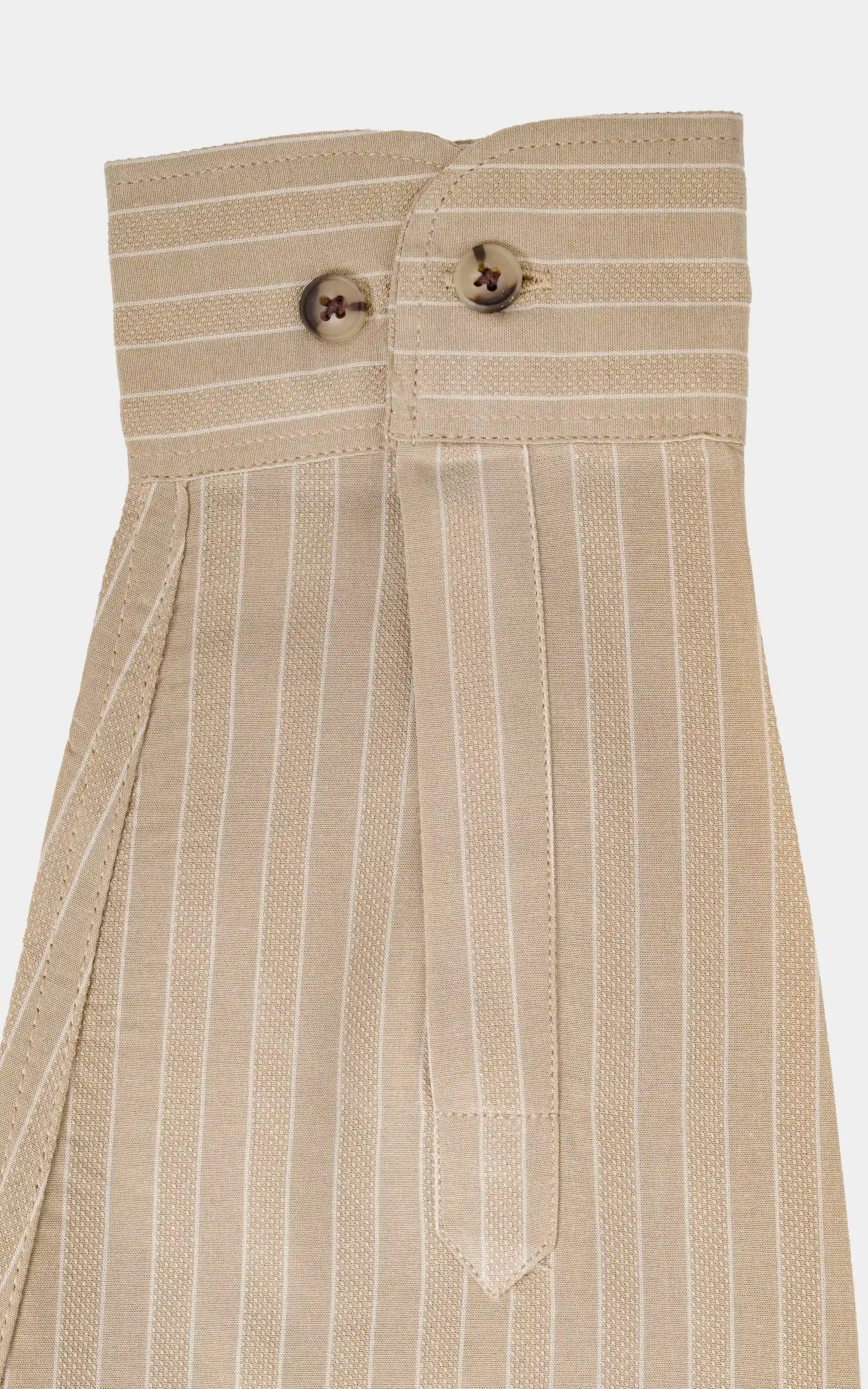BUTTON DOWN COLLAR STRIPED CASUAL SHIRT KHAKI - Image 5