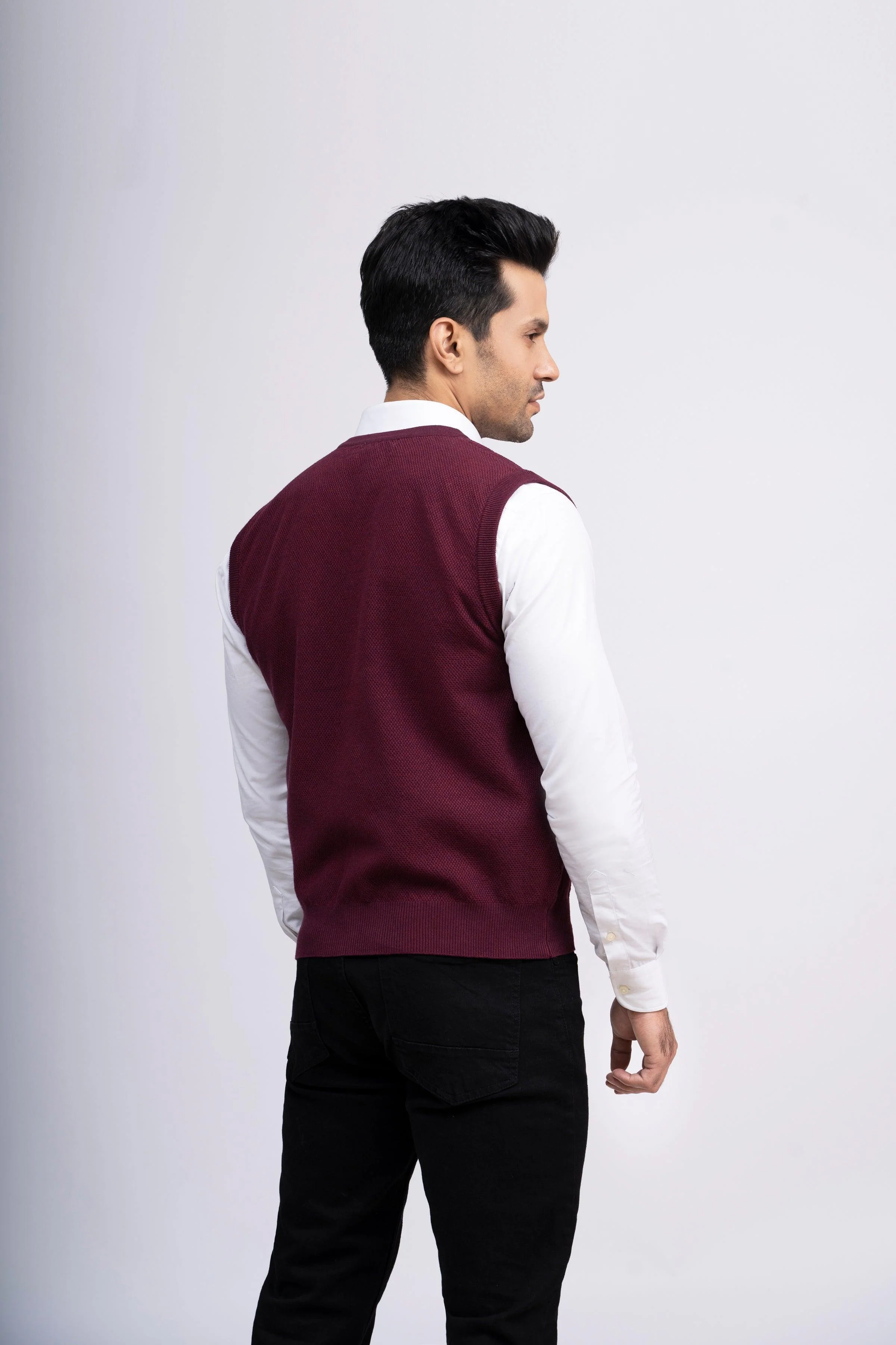 CARDIGAN SWEATER S/L MAROON - Image 3