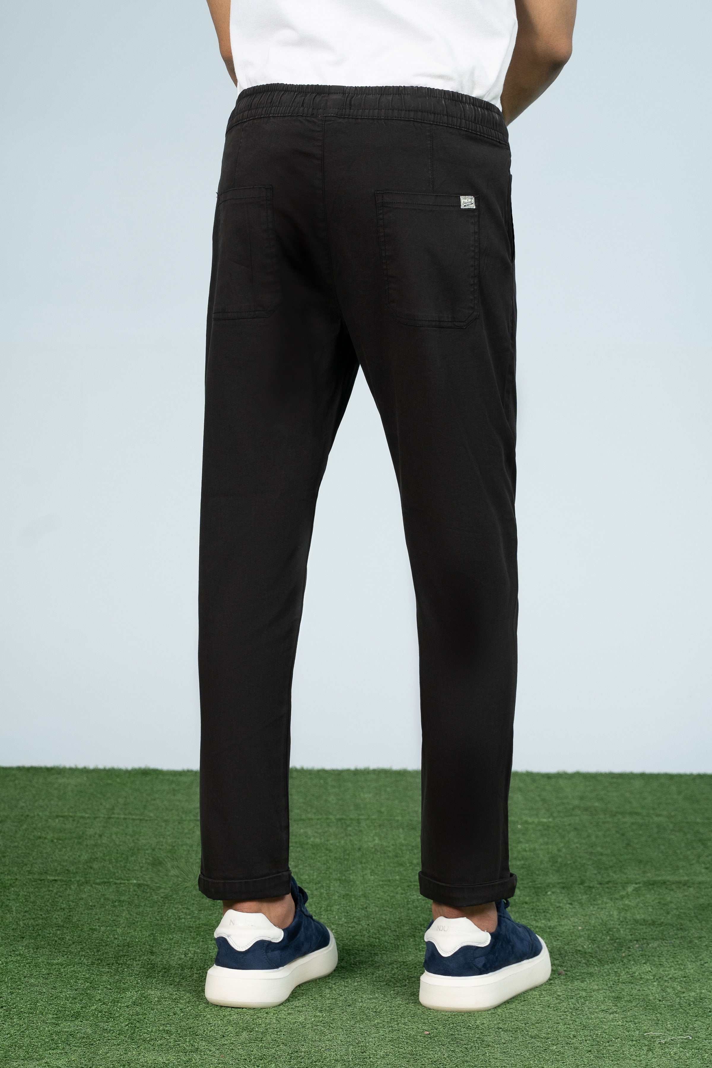 CASUAL JOGGER WAIST TROUSER BLACK - Image 3
