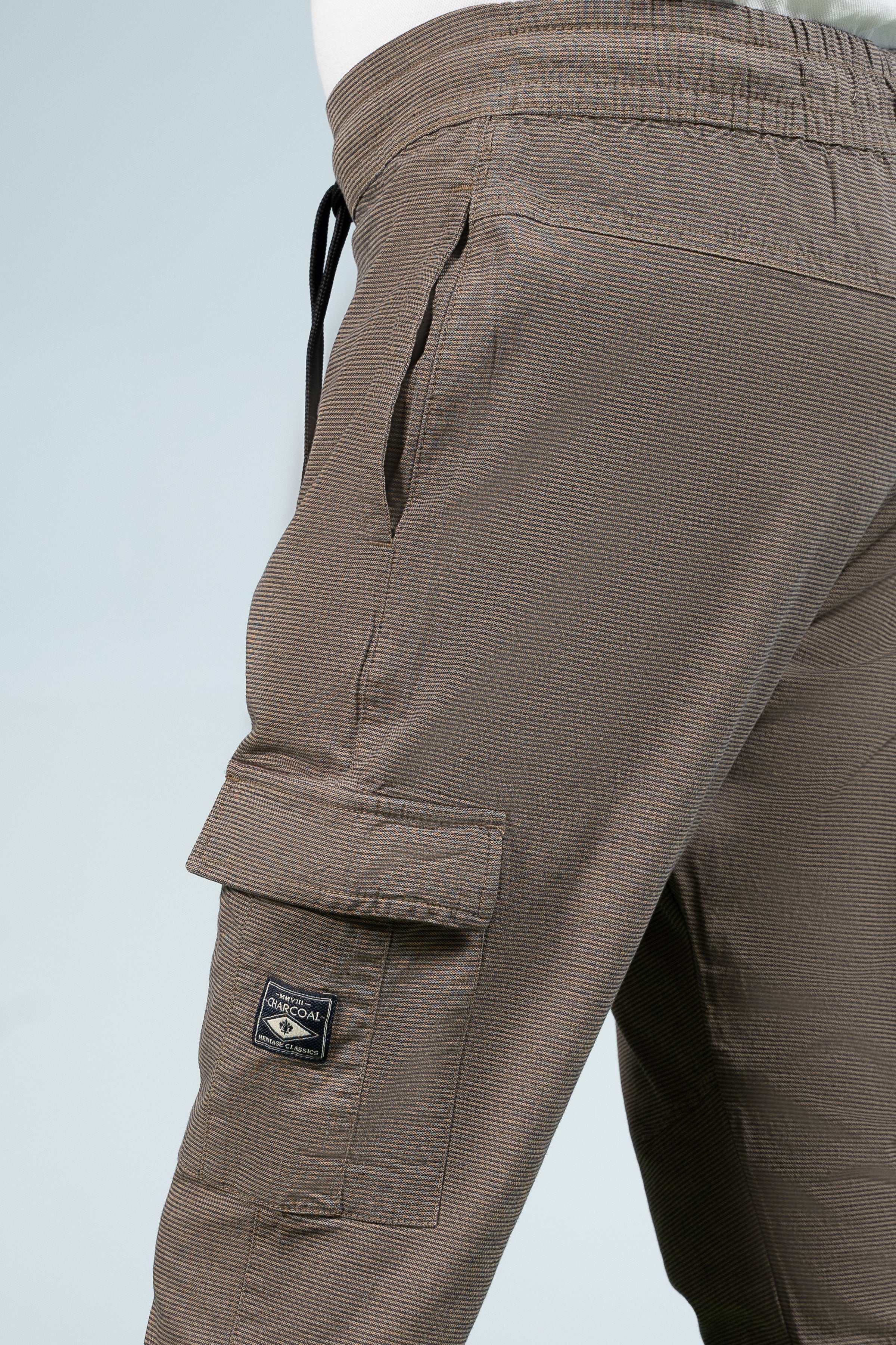 CARGO TEXTURED JOGGER TROUSER BROWN - Image 4