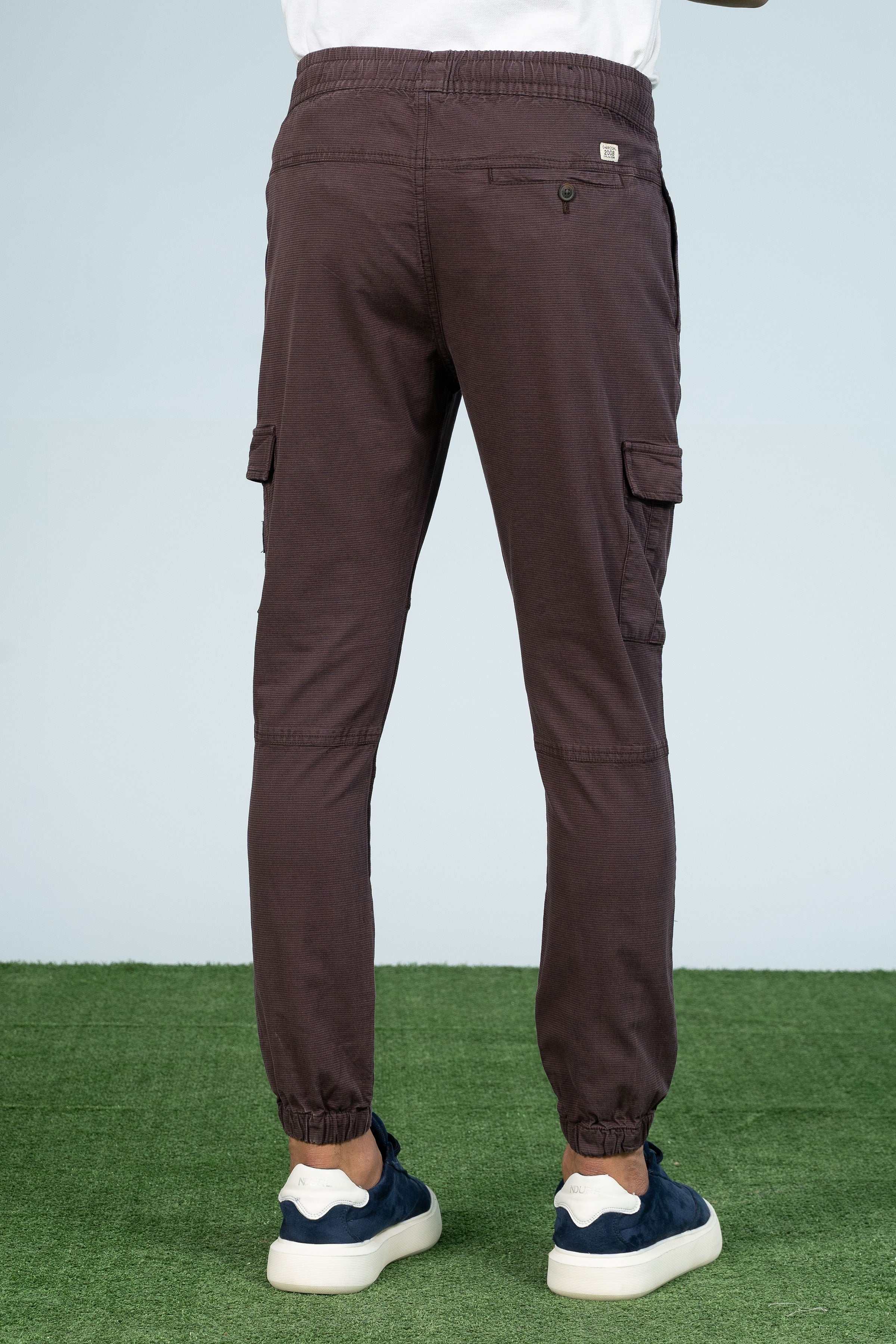 CARGO TEXTURED JOGGER TROUSER MAROON - Image 3