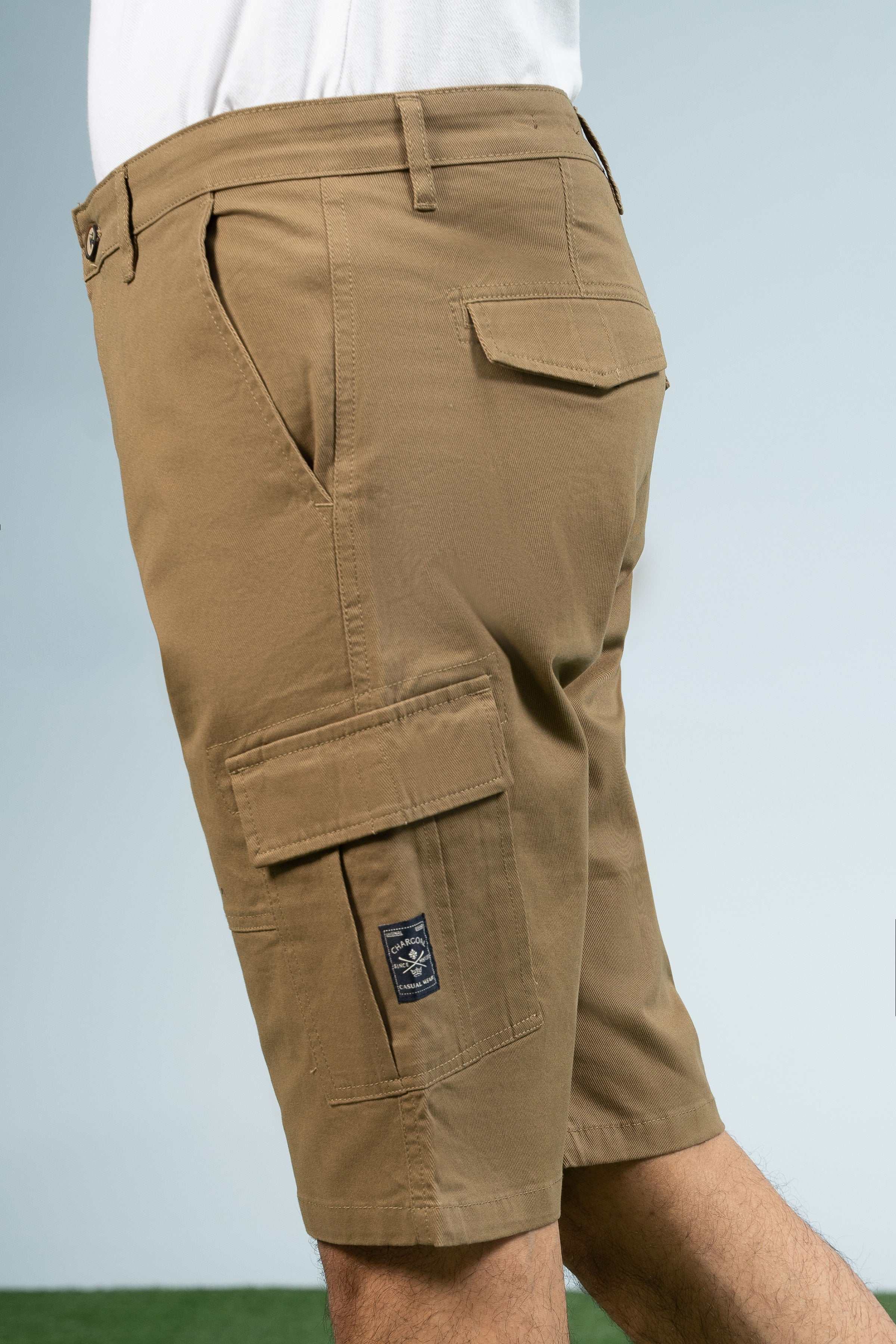 CARGO REGULAR FIT SHORTS KHAKI - Image 4