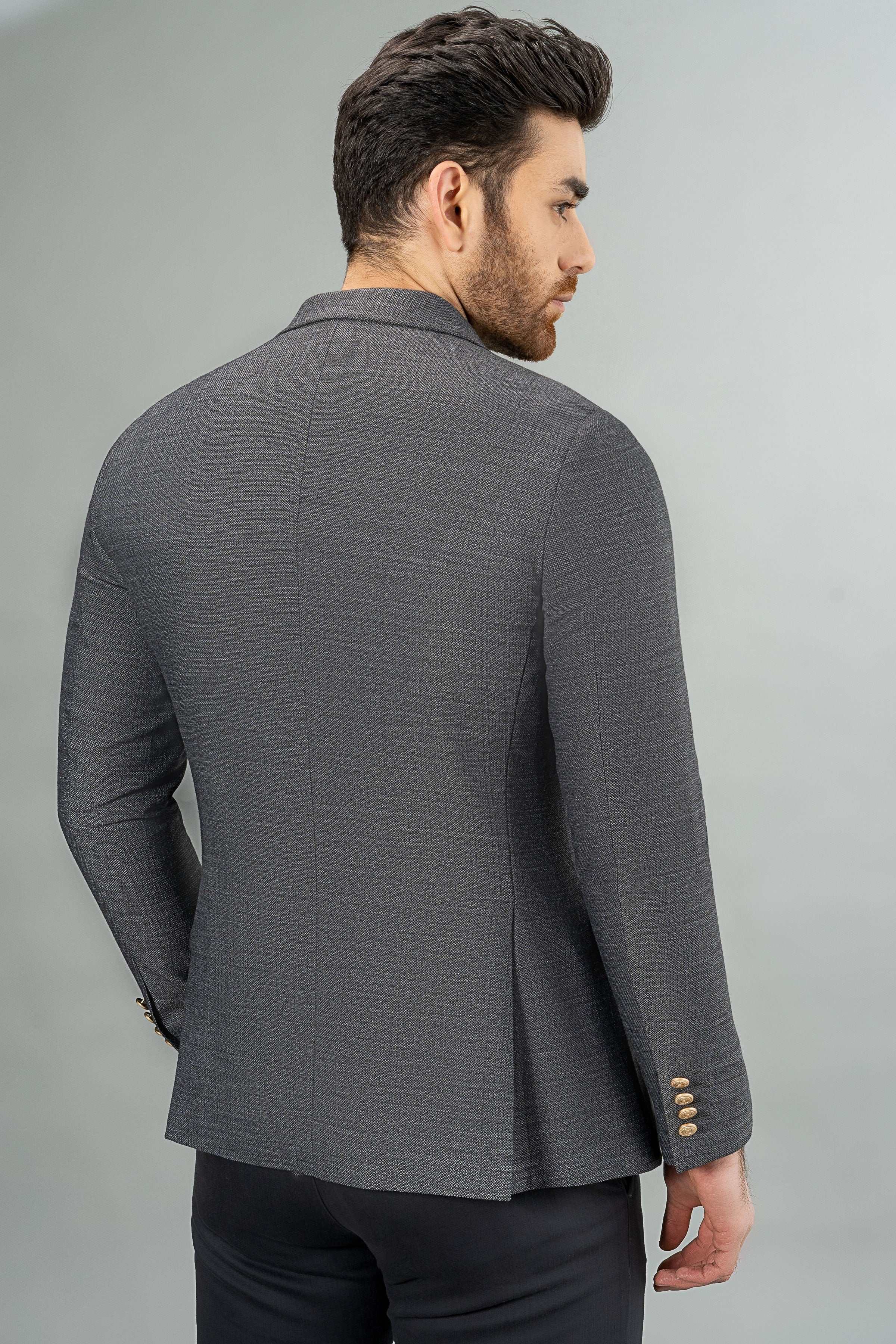 DOUBLE BREASTED COAT DARK GREY - Image 4