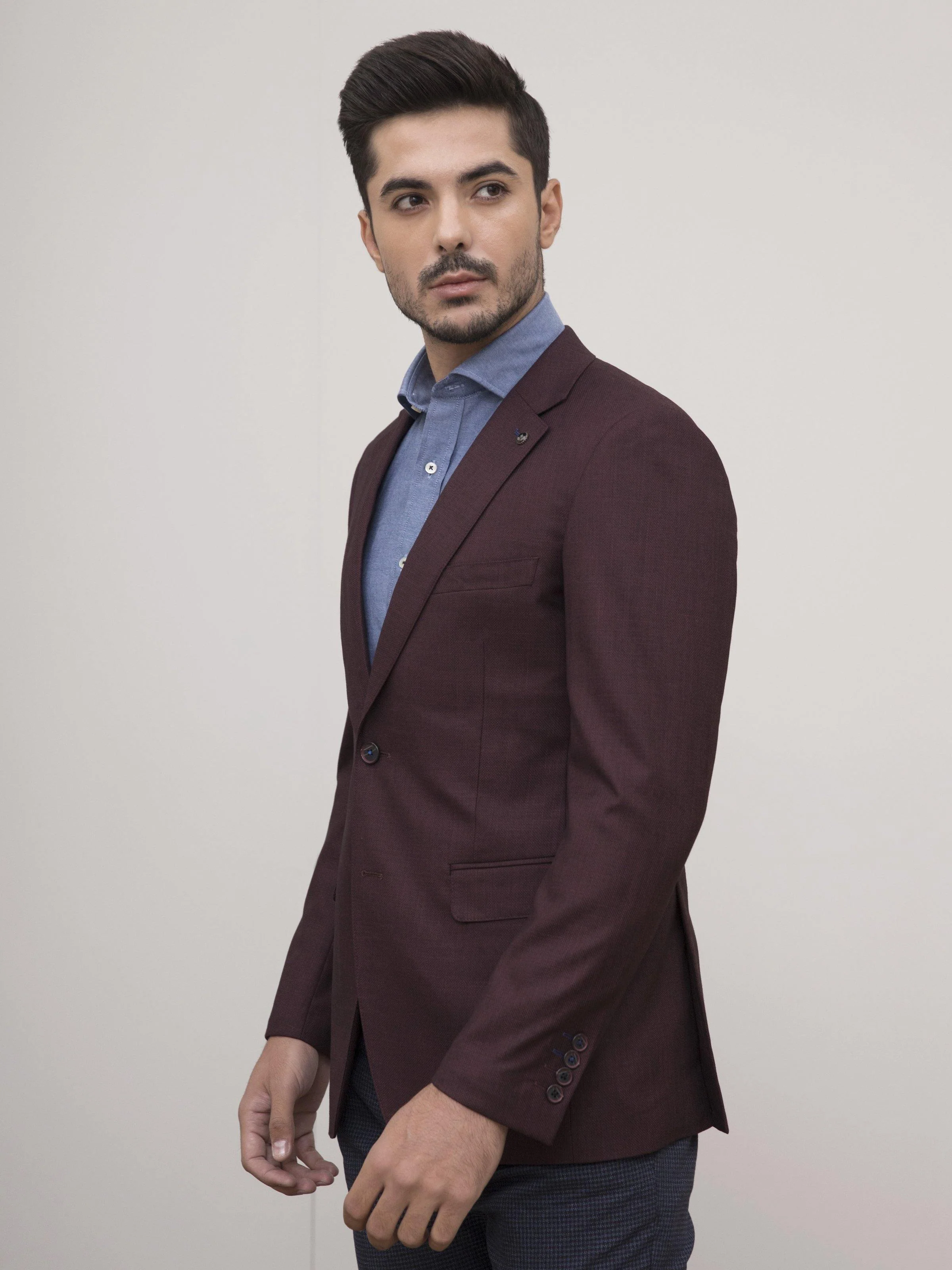CASUAL COAT SLIM FIT MAROON BLACK - Image 2