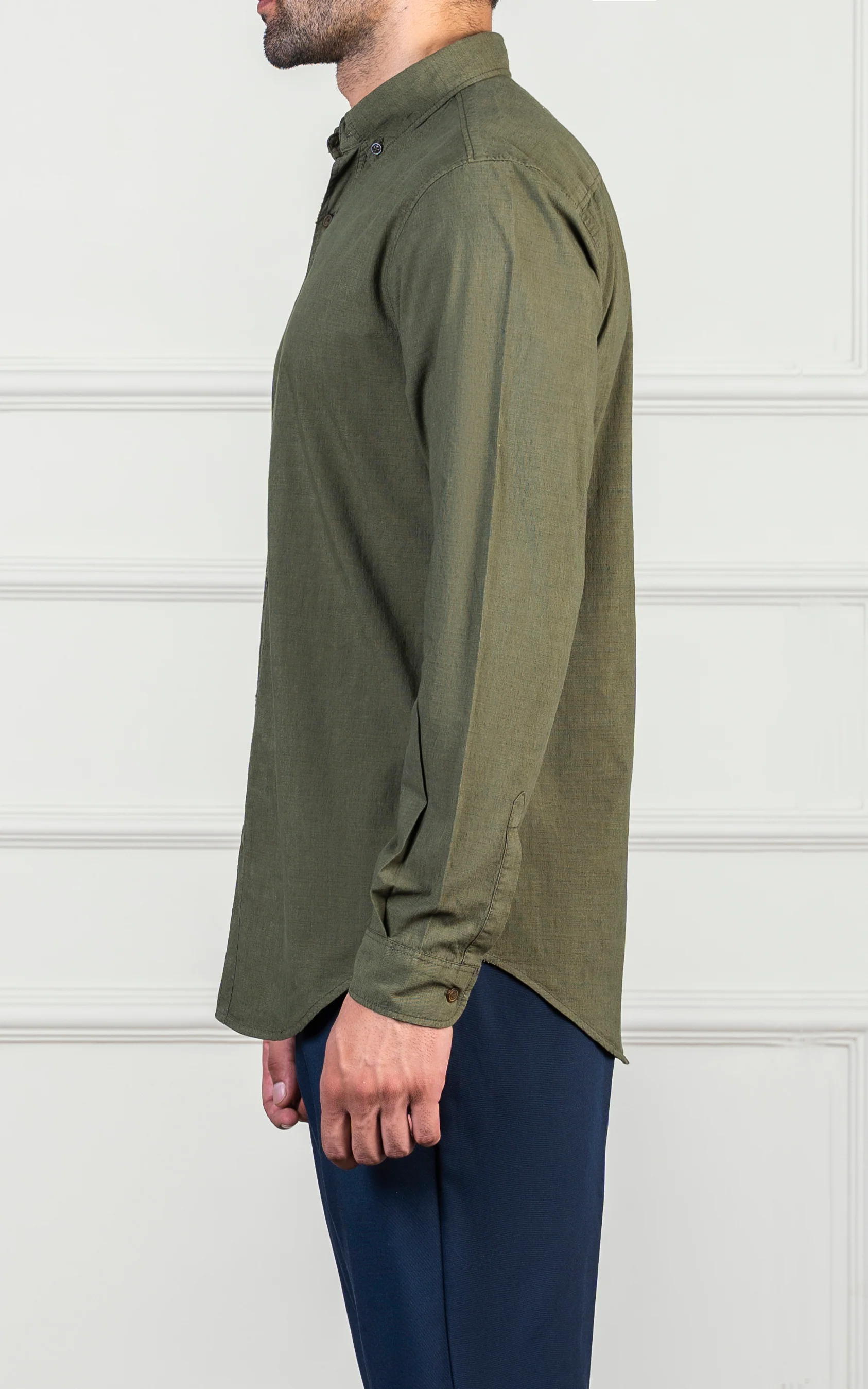 CASUAL GARMENT DYED SMART FIT SHIRT GREEN - Image 3