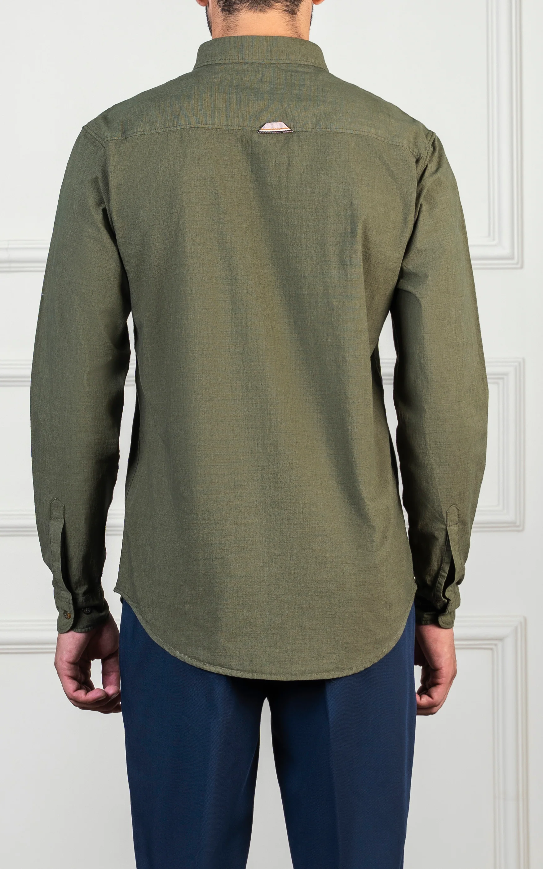CASUAL GARMENT DYED SMART FIT SHIRT GREEN - Image 4