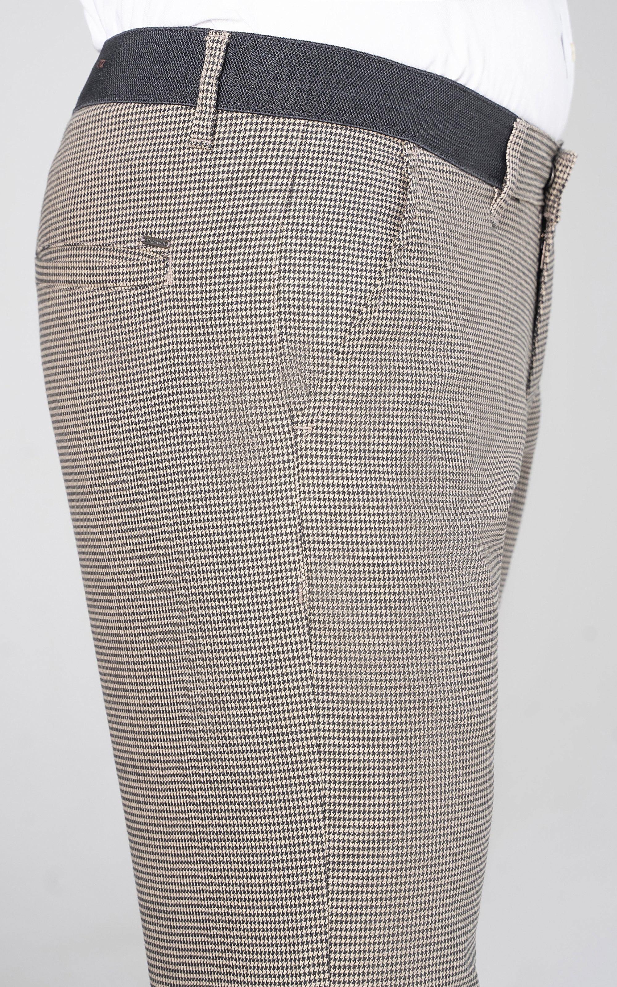 CROSS POCKET MINI CHECK PANT BEIGE BLACK - Image 2