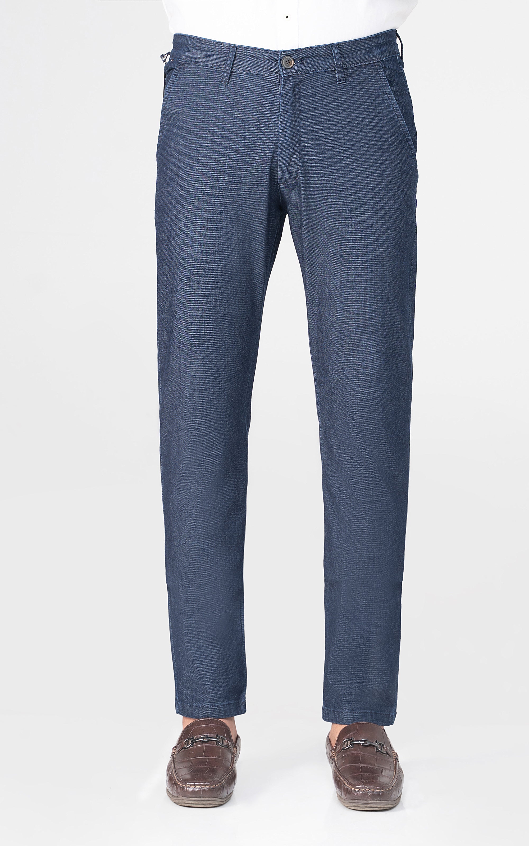 CROSS POCKET DOBBY DENIM PANT DARK BLUE - Image 3