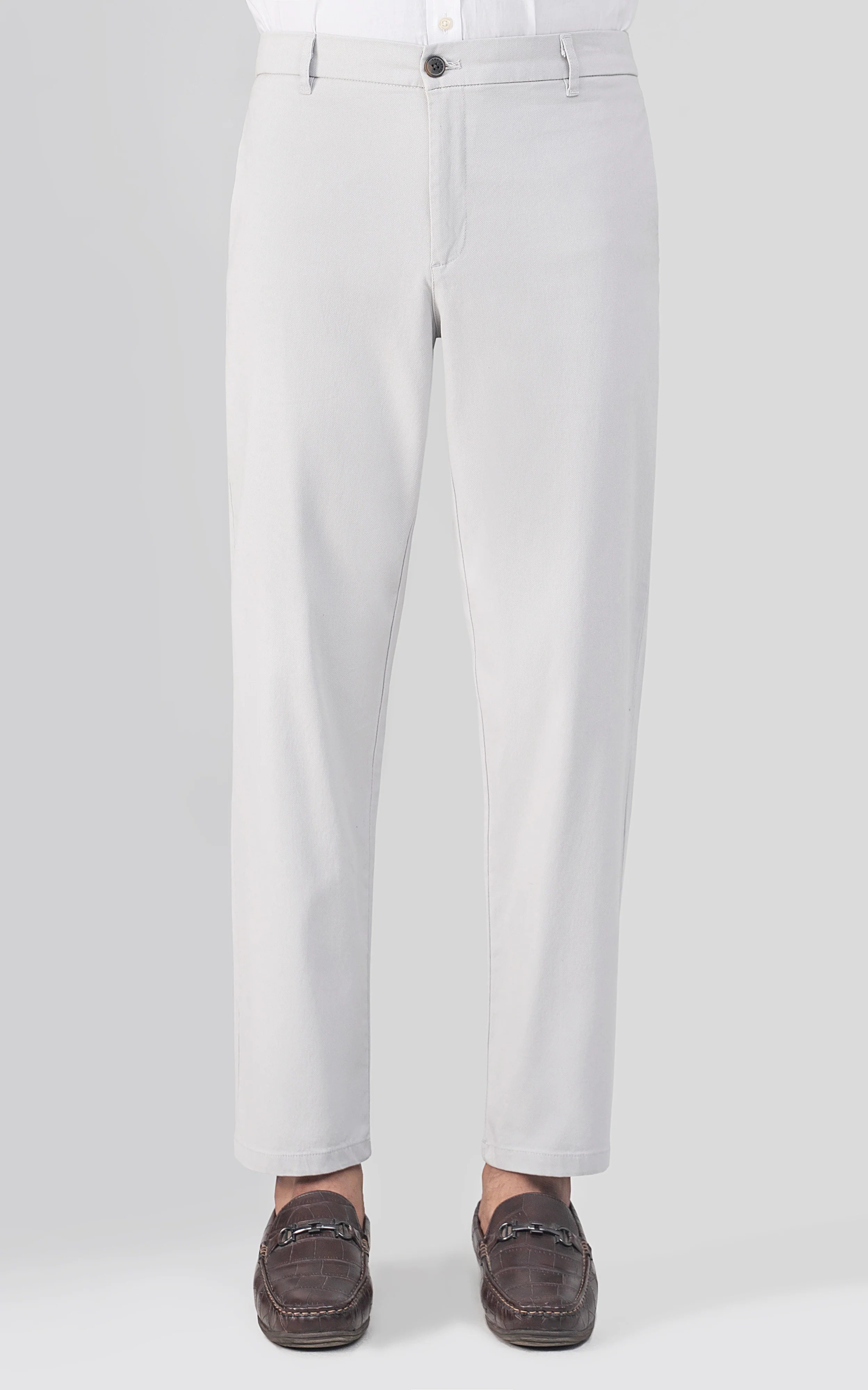 DOBBY LOOSE FIT CASUAL PANT STONE - Image 3