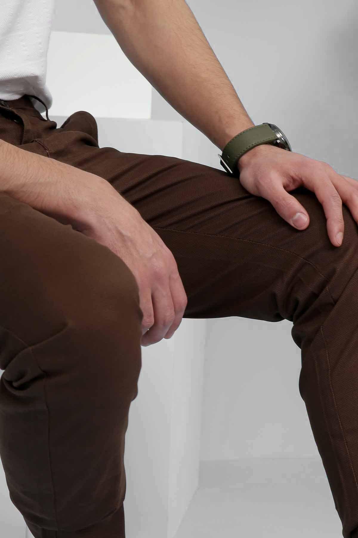 CASUAL PANT SLIM FIT BROWN - Image 4
