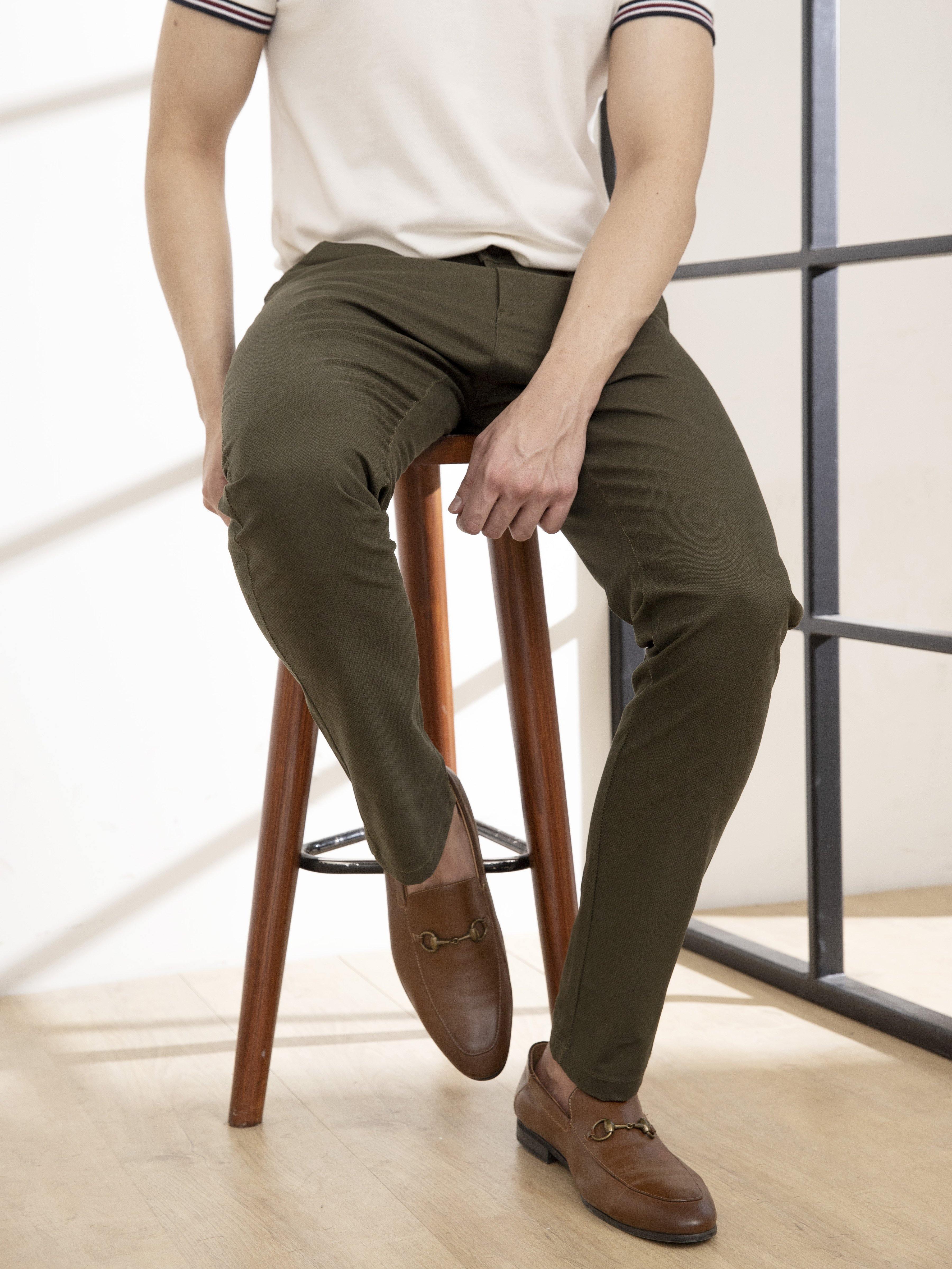 CASUAL PANT  SLIM FIT CROSS POCKET OLIVE - Image 3