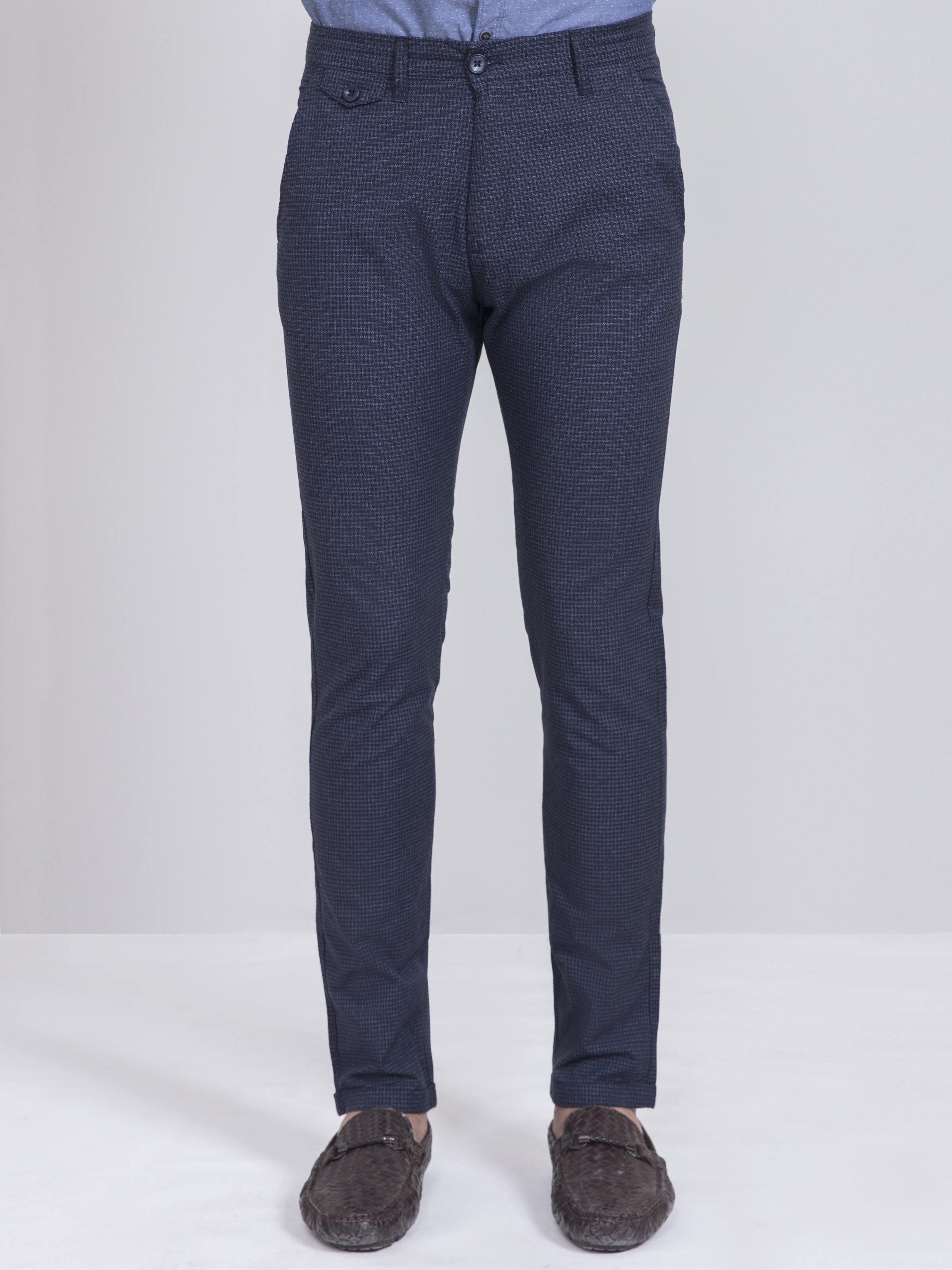 CASUAL PANT SLIM FIT NAVY BLUE CHECK - Image 2