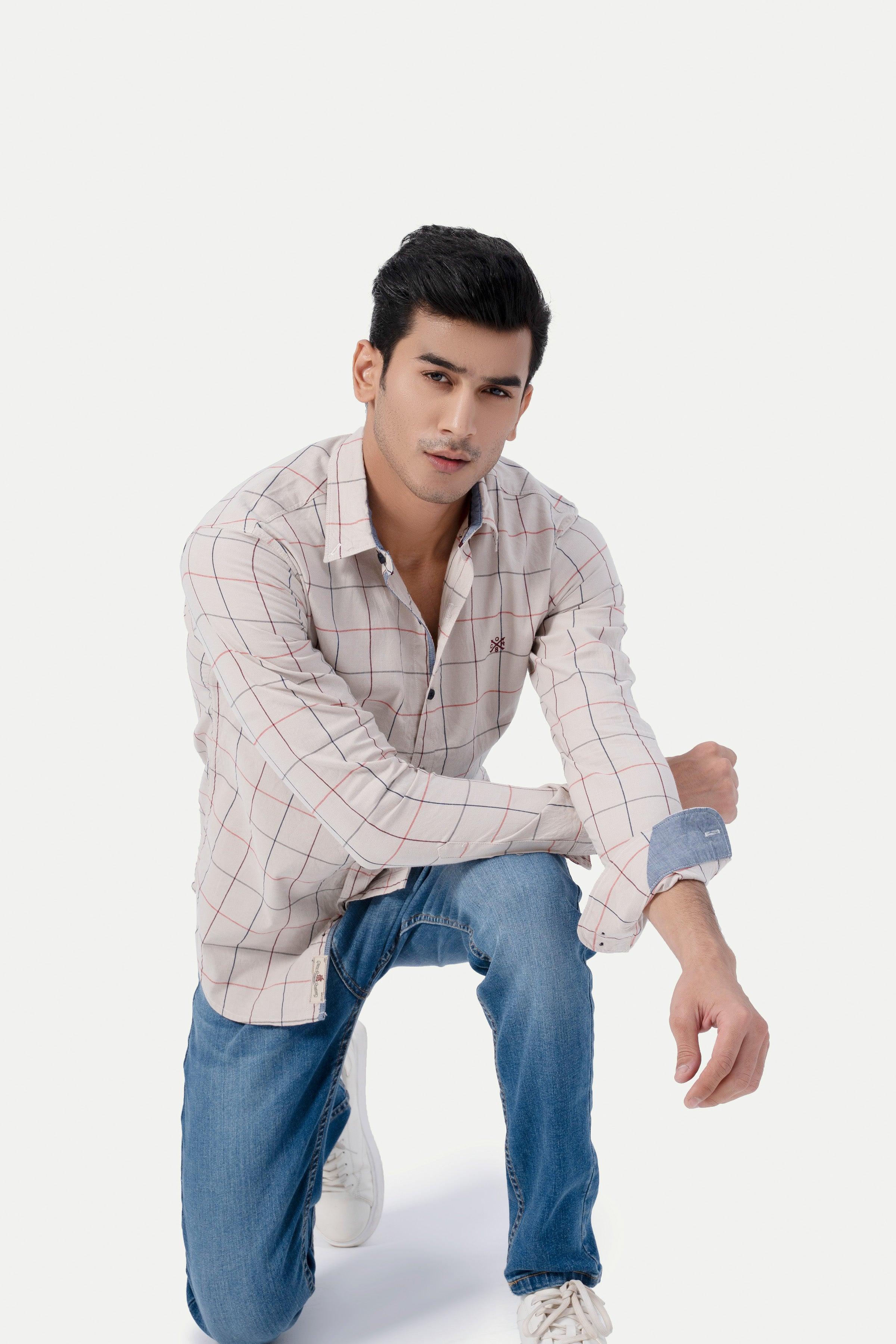 CASUAL SHIRT BEIGE CHECK - Image 3
