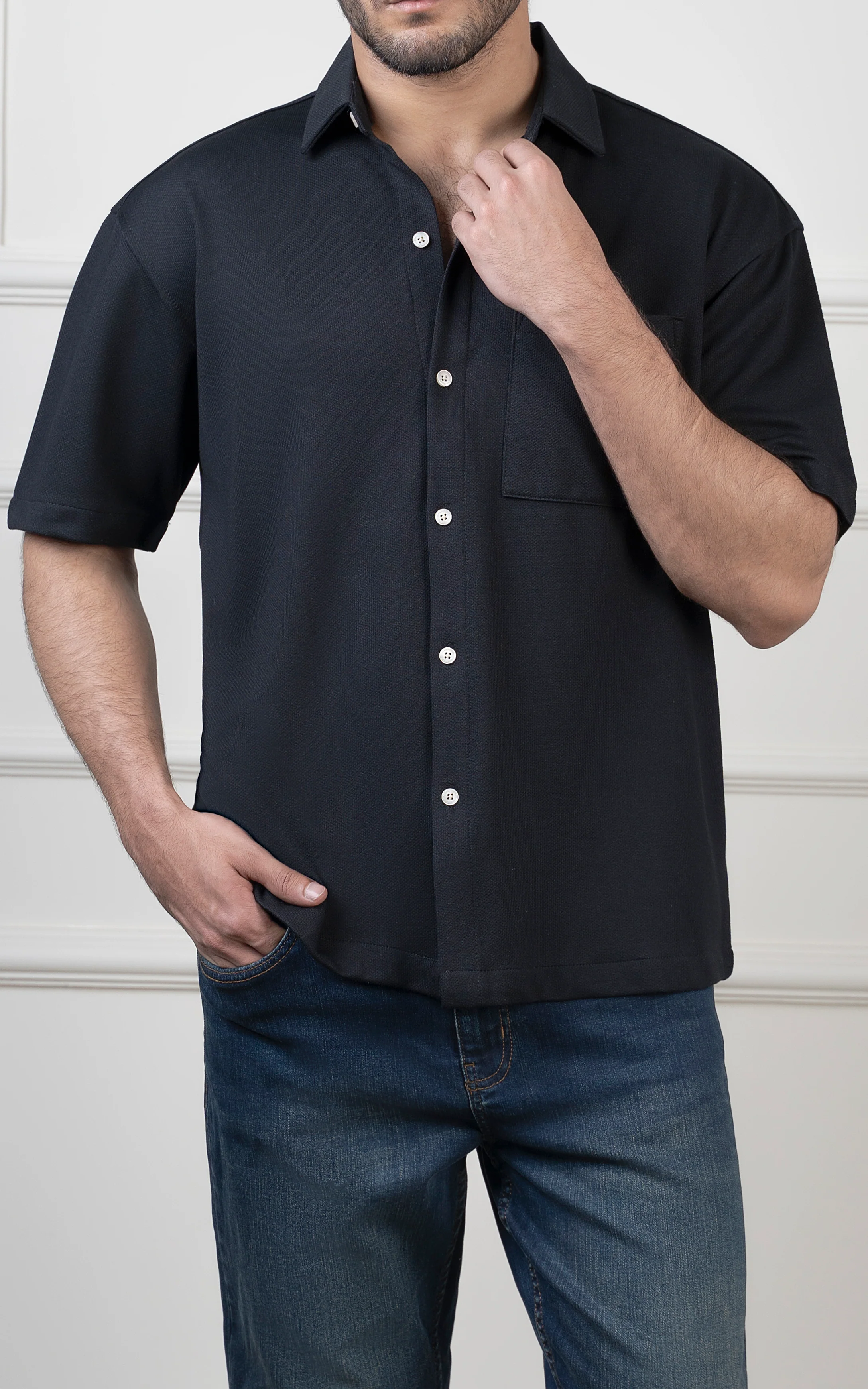 OVERSIZED KNITTED SHIRT BLACK