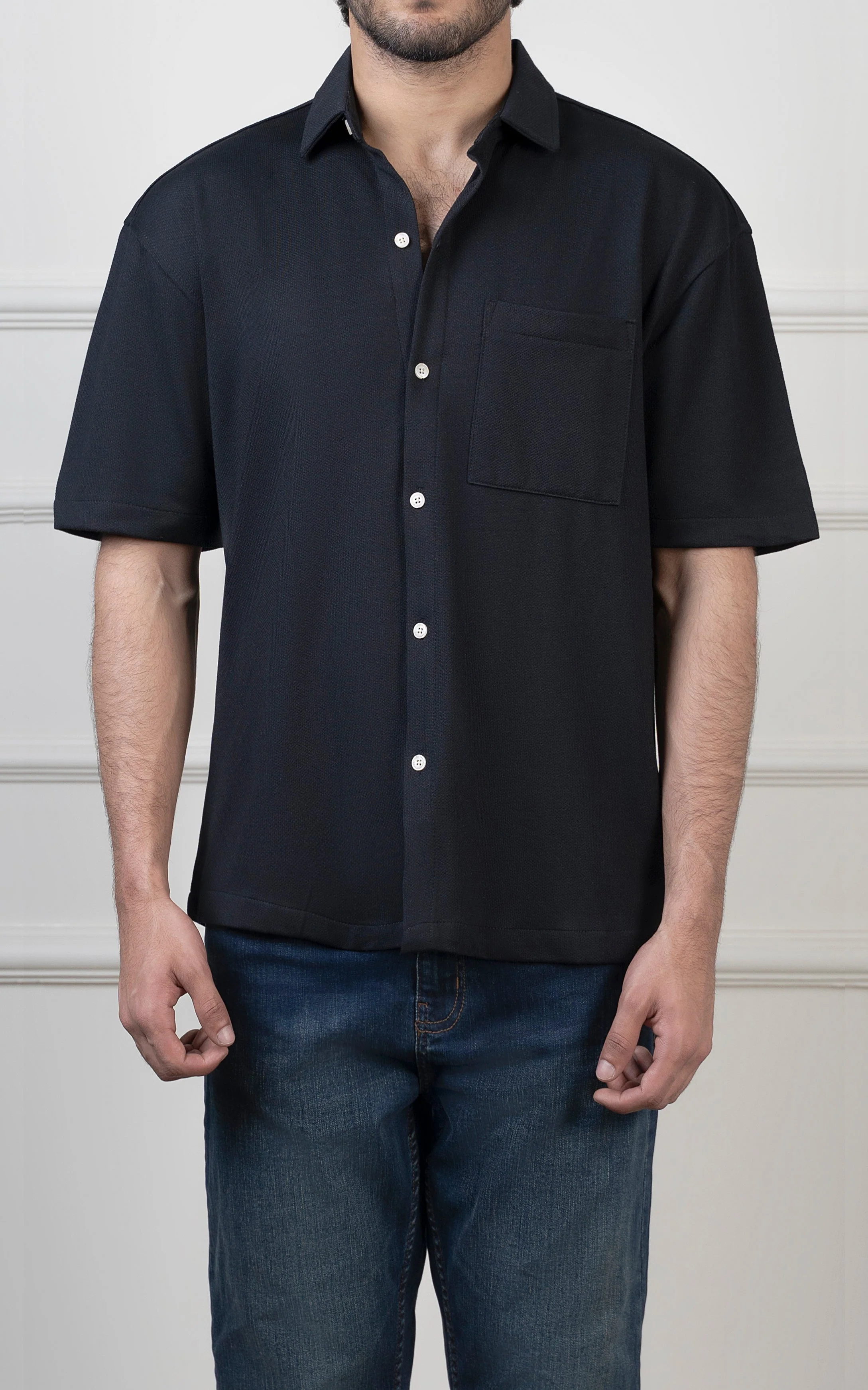 OVERSIZED KNITTED SHIRT BLACK - Image 14