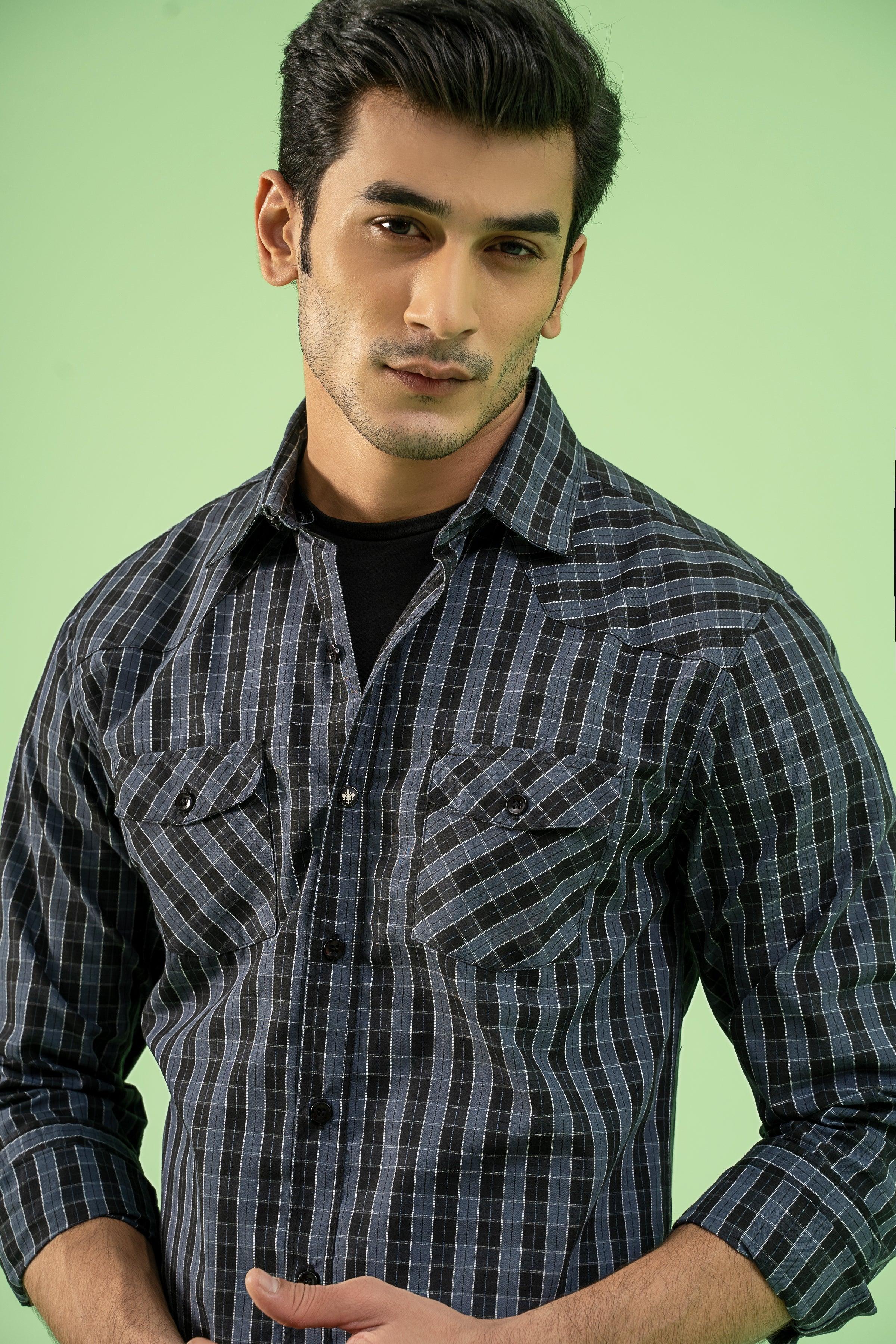 CASUAL SHIRT BLACK GREY - Image 4