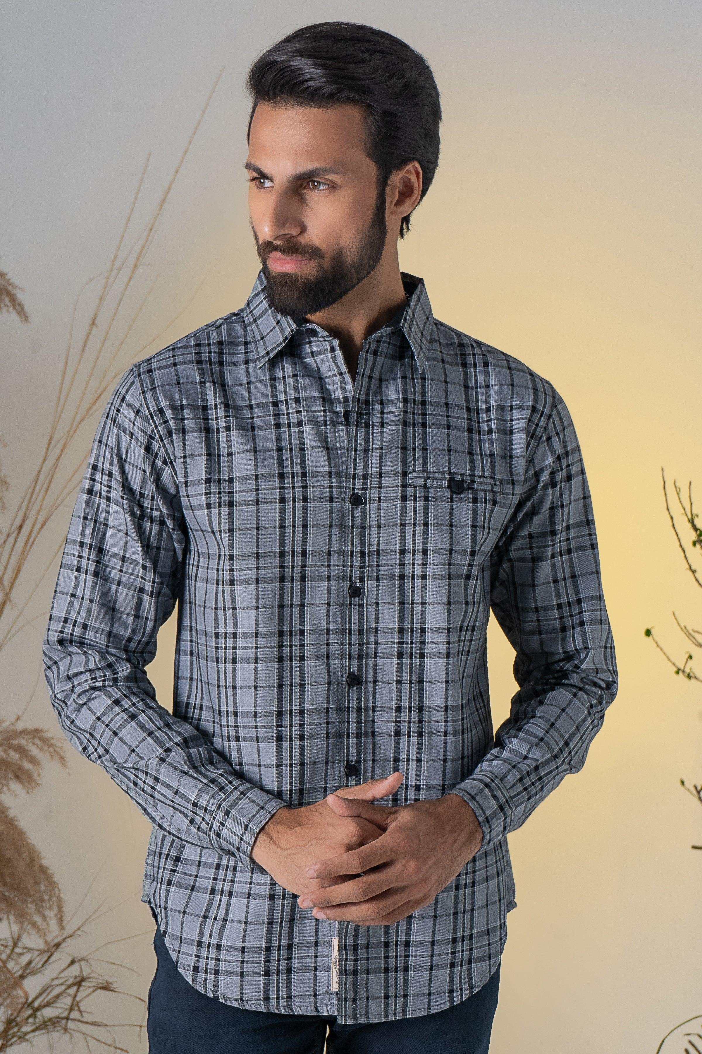 CASUAL SHIRT BLACK GREY - Image 4