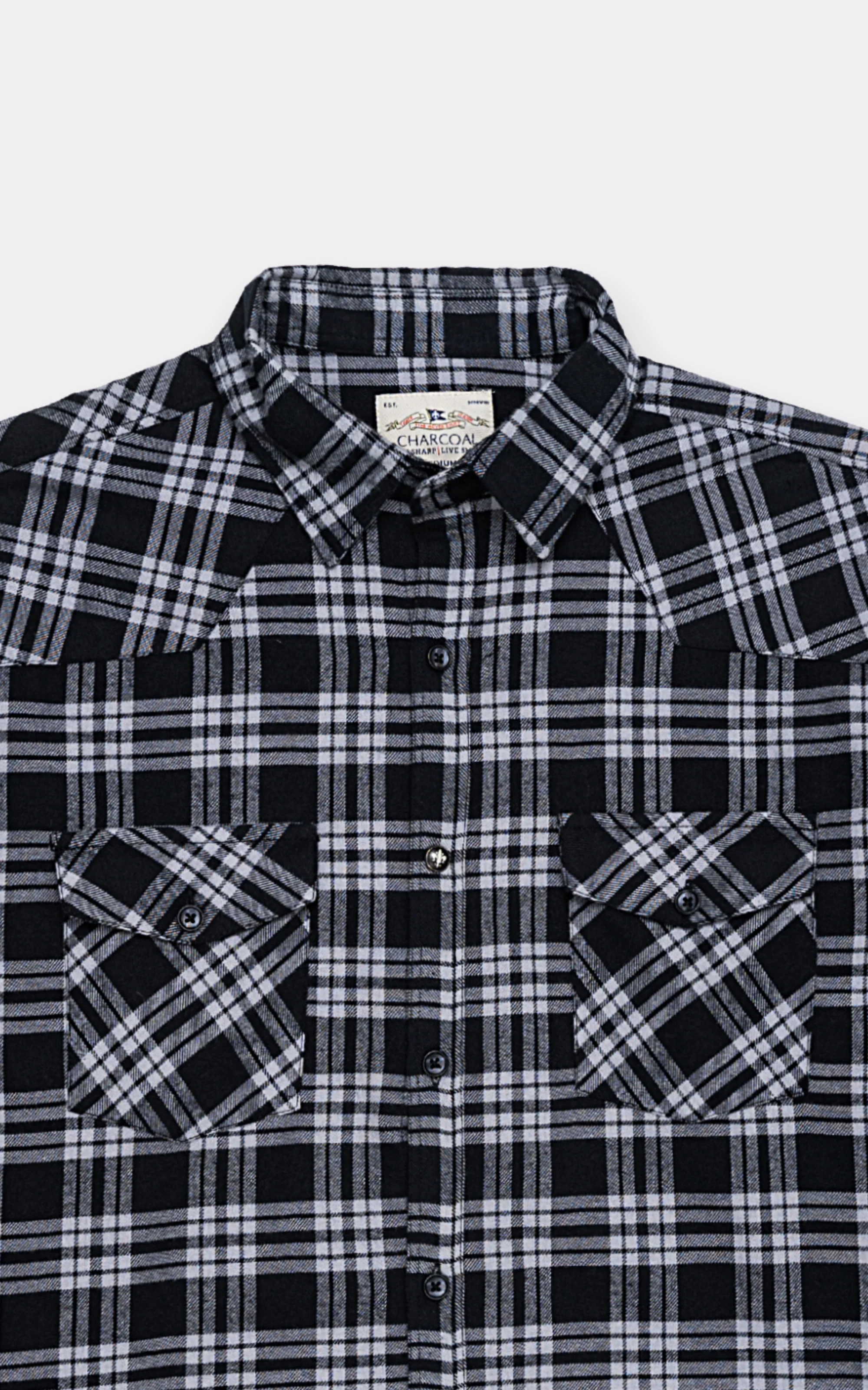 CHECKERED CASUAL SHIRT BLACK GREY - Image 2