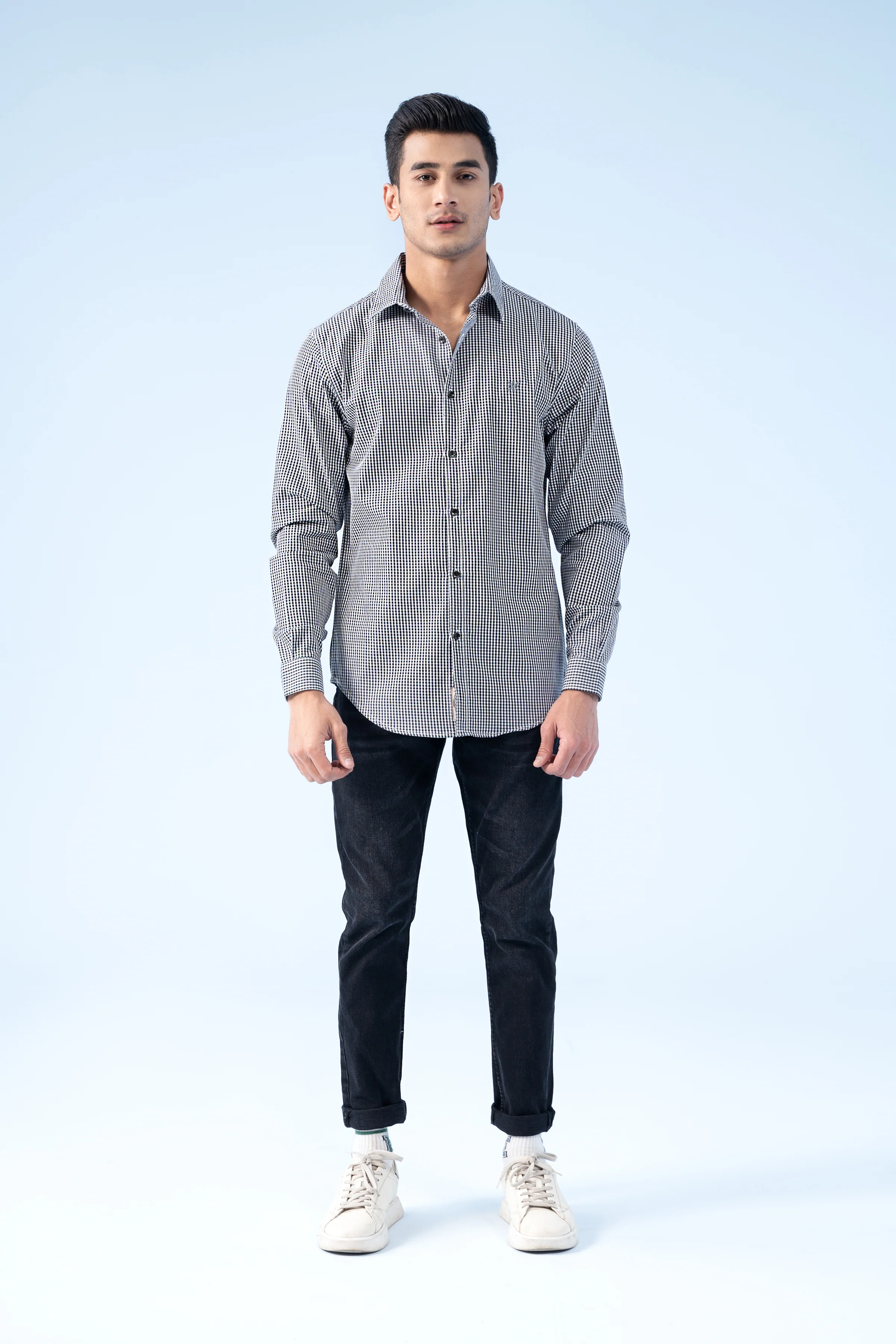 CASUAL SHIRT BLACK WHITE CHECK
