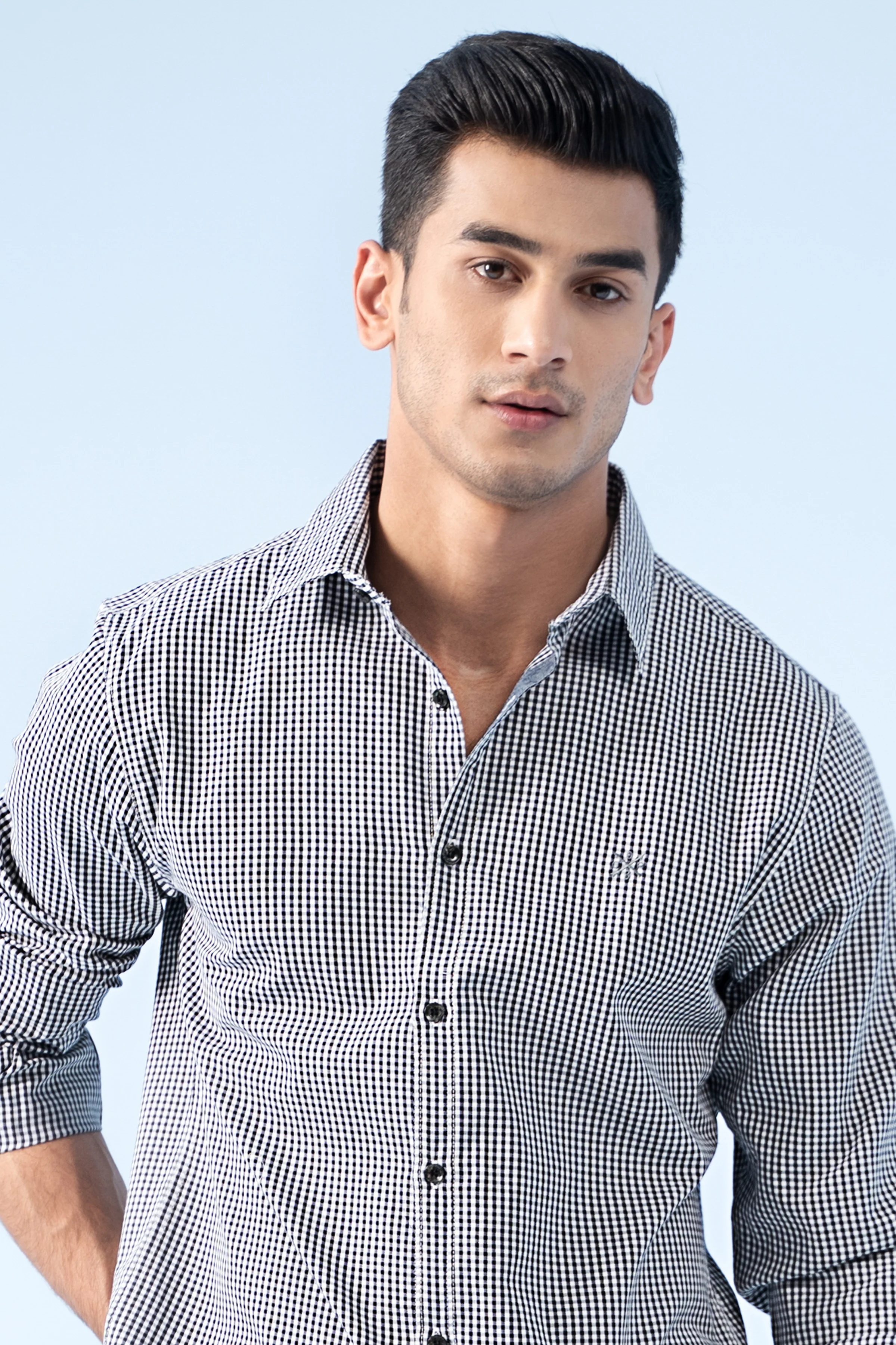 CASUAL SHIRT BLACK WHITE CHECK - Image 2