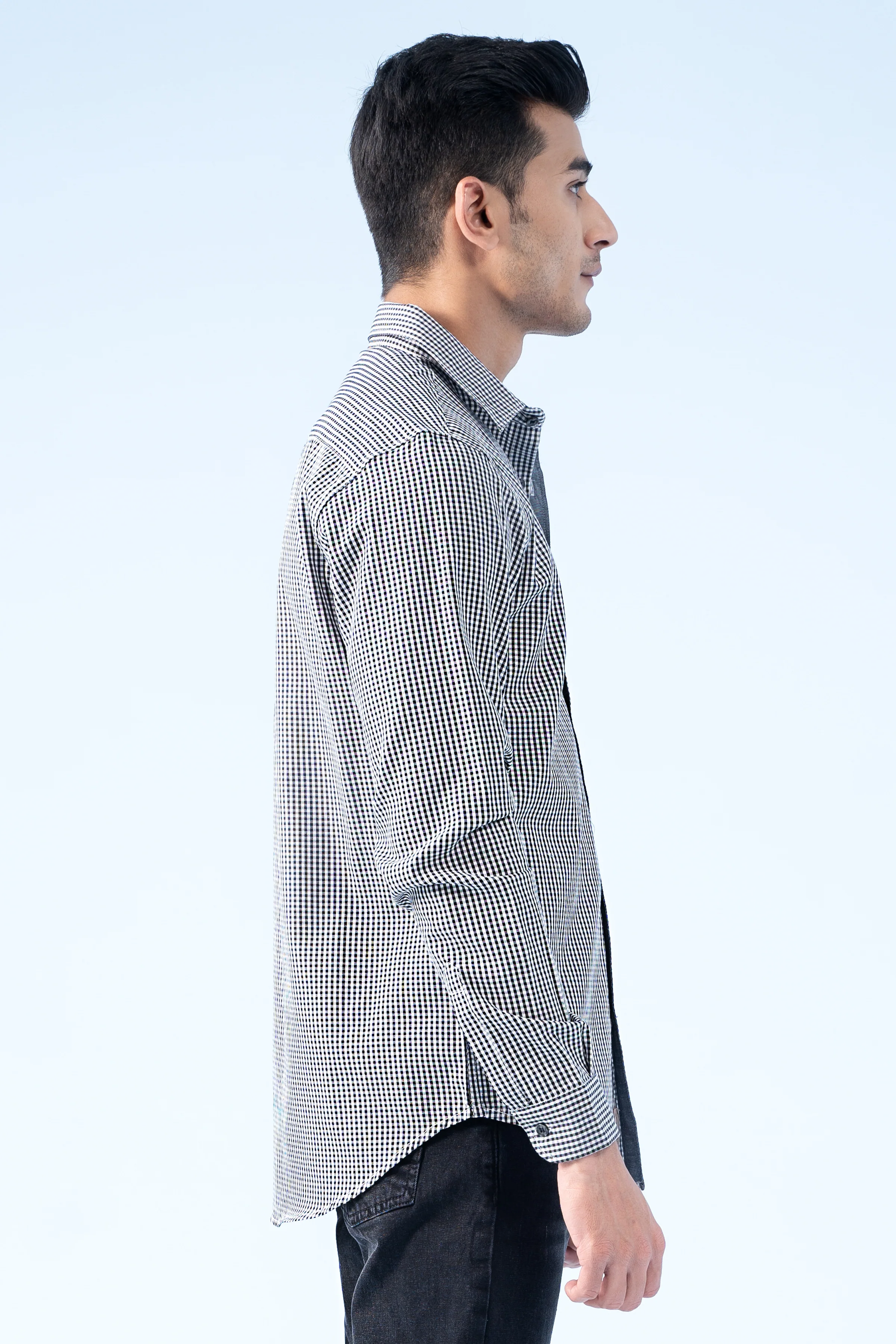 CASUAL SHIRT BLACK WHITE CHECK - Image 3