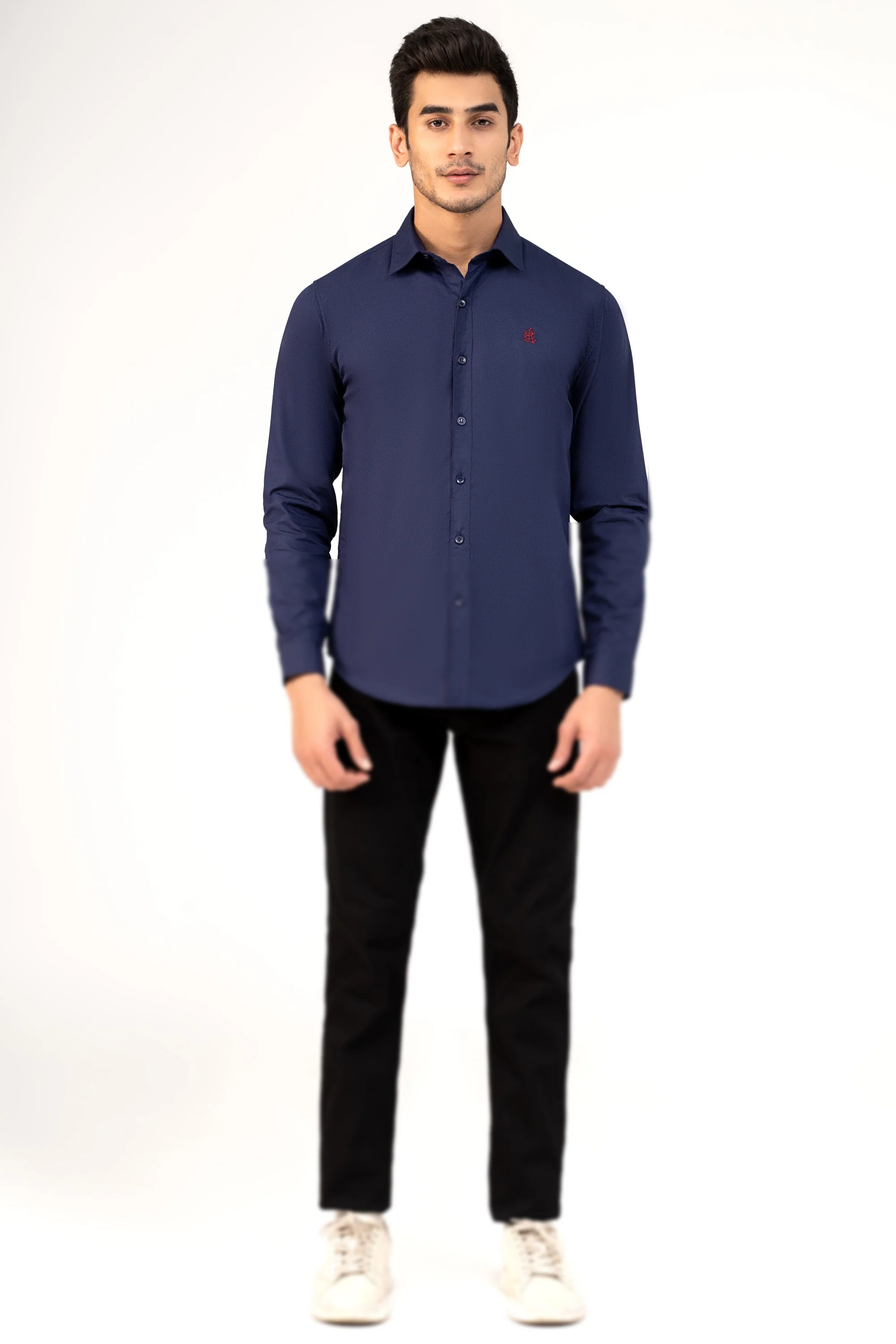 CASUAL SHIRT BLUE TEXTURED