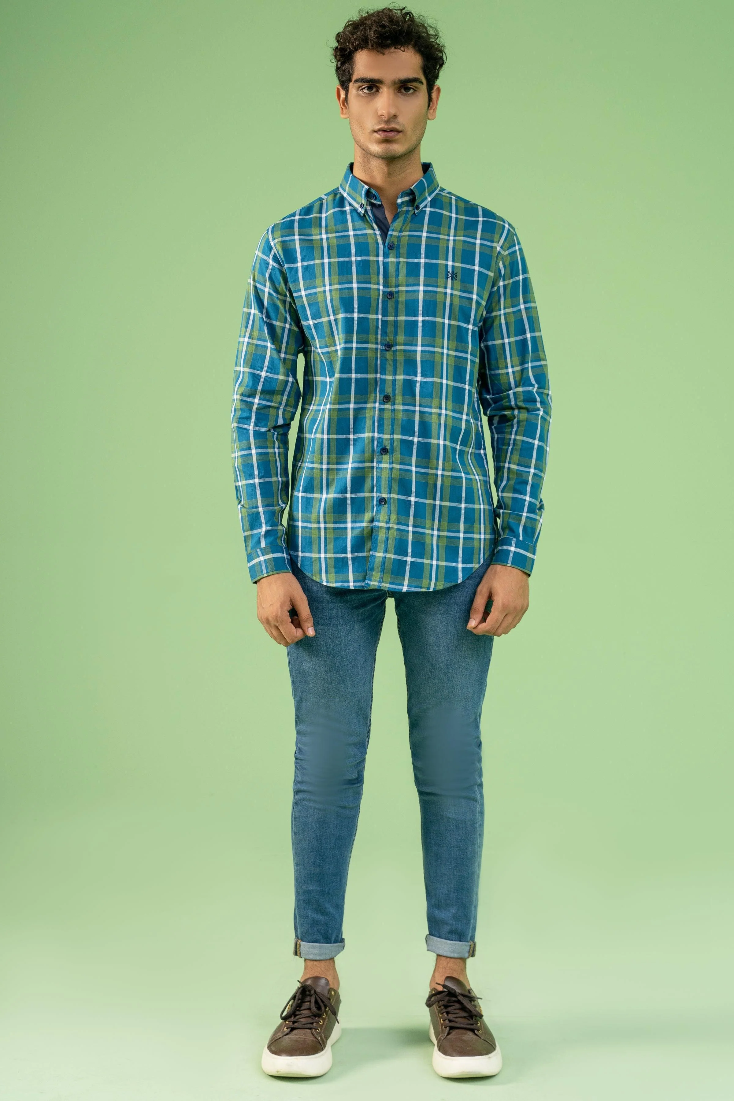CASUAL SHIRT BLUE GREEN