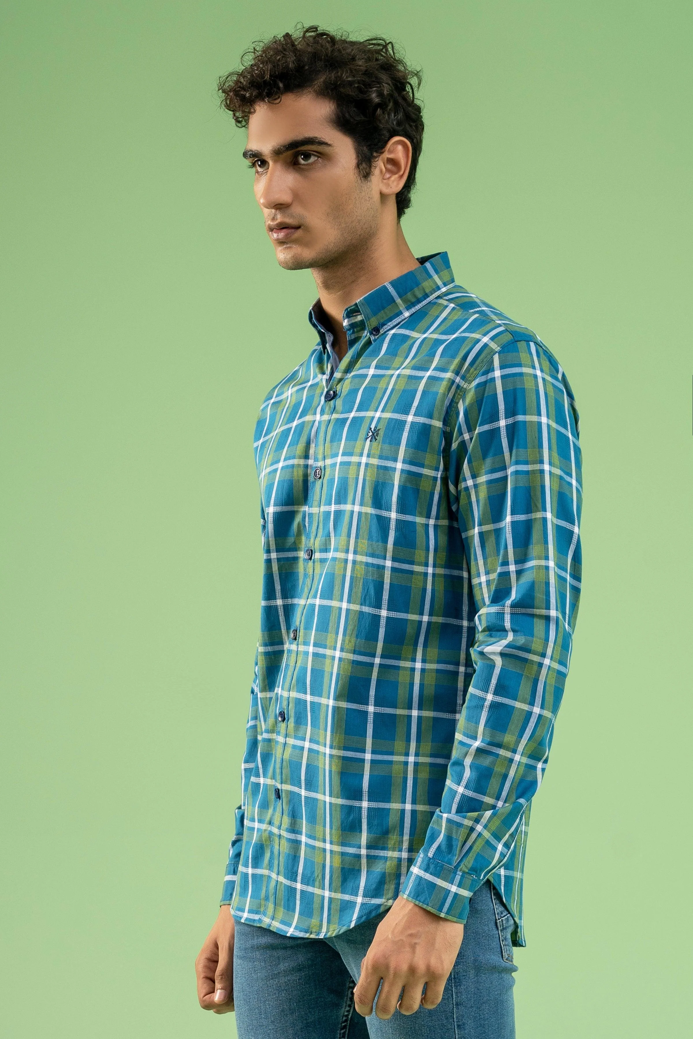 CASUAL SHIRT BLUE GREEN - Image 2