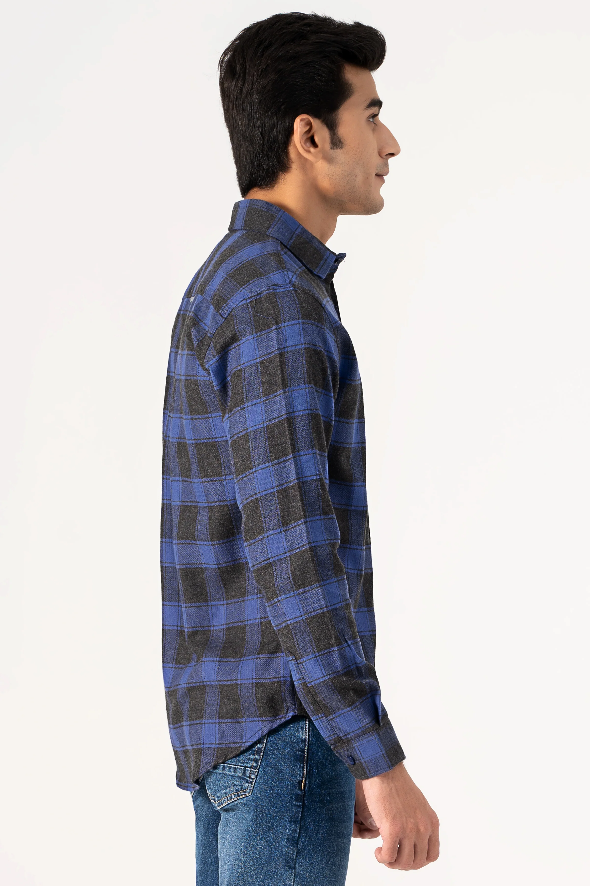 CASUAL SHIRT BLUE  GREY CHECK - Image 3