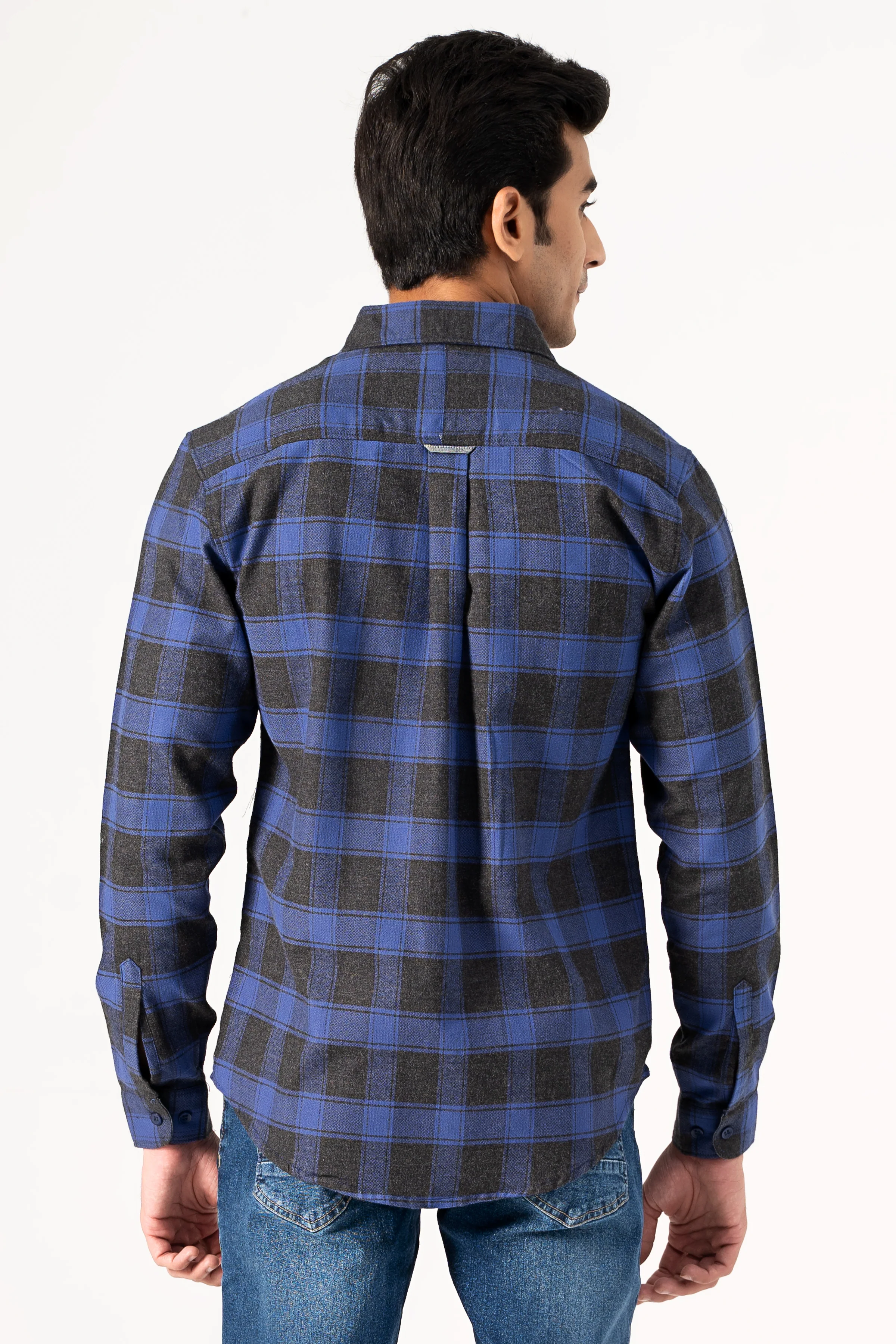 CASUAL SHIRT BLUE GREY CHECK - Image 4