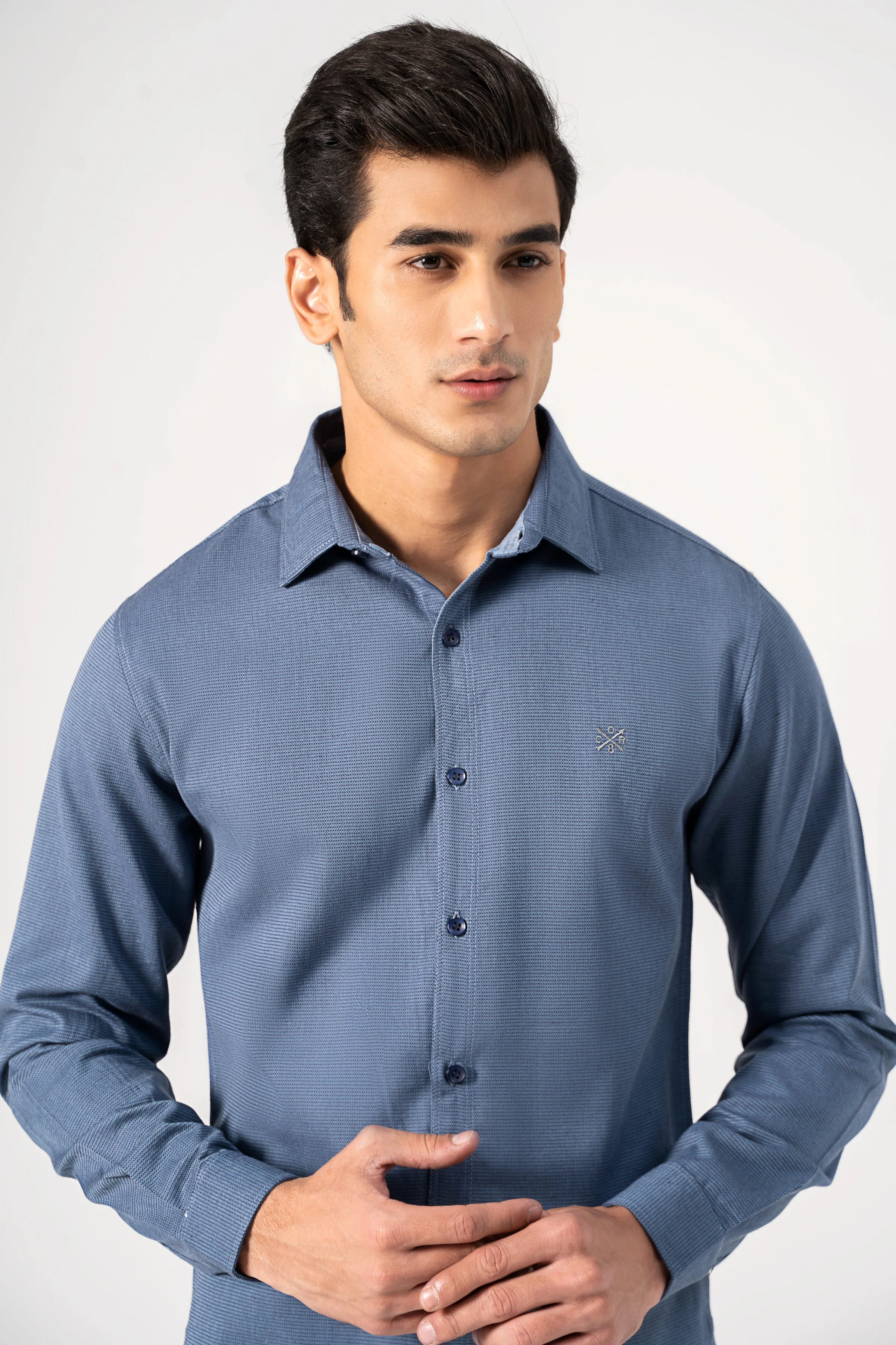 CASUAL SHIRT BLUE TEXTURE - Image 2