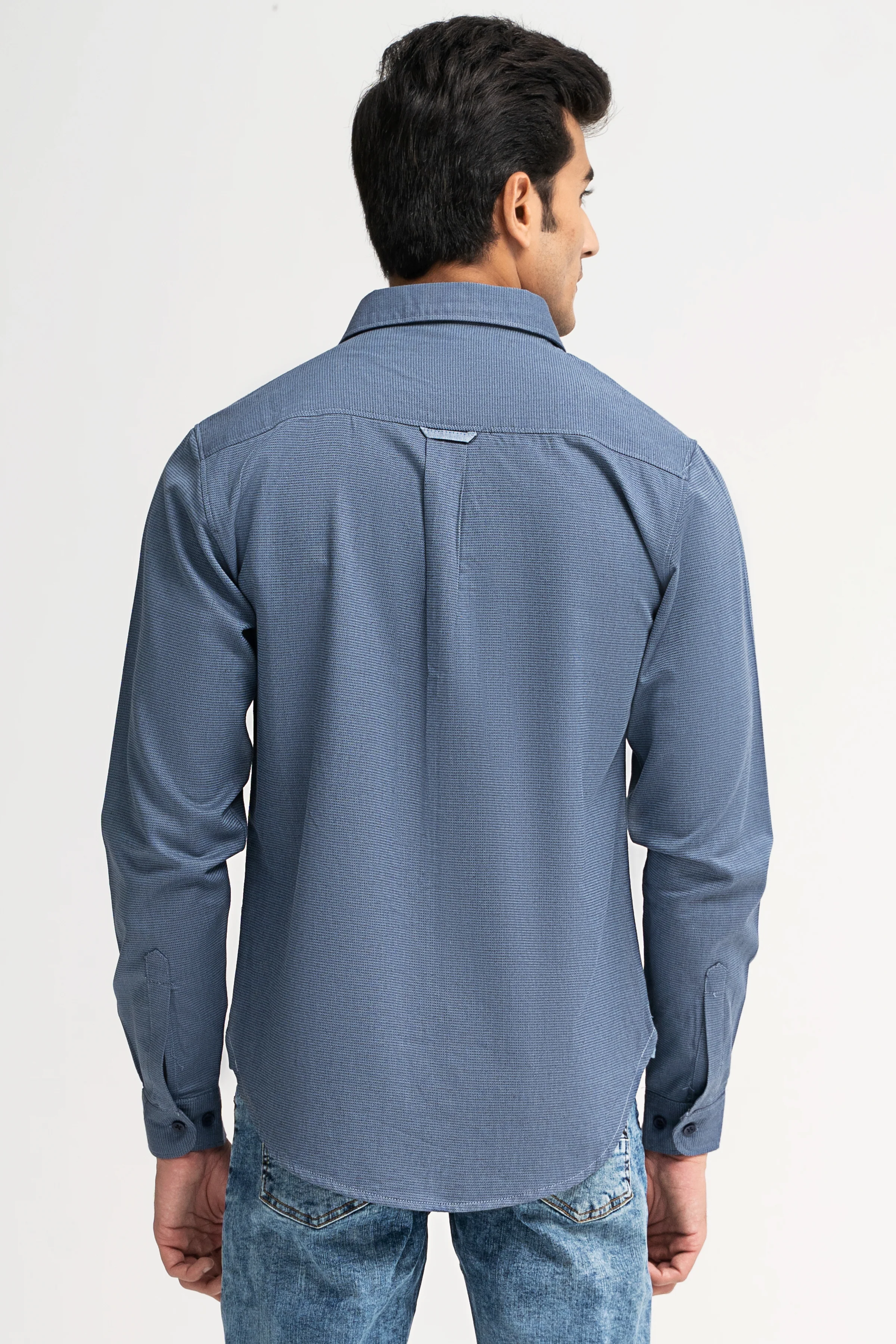CASUAL SHIRT BLUE TEXTURE - Image 4