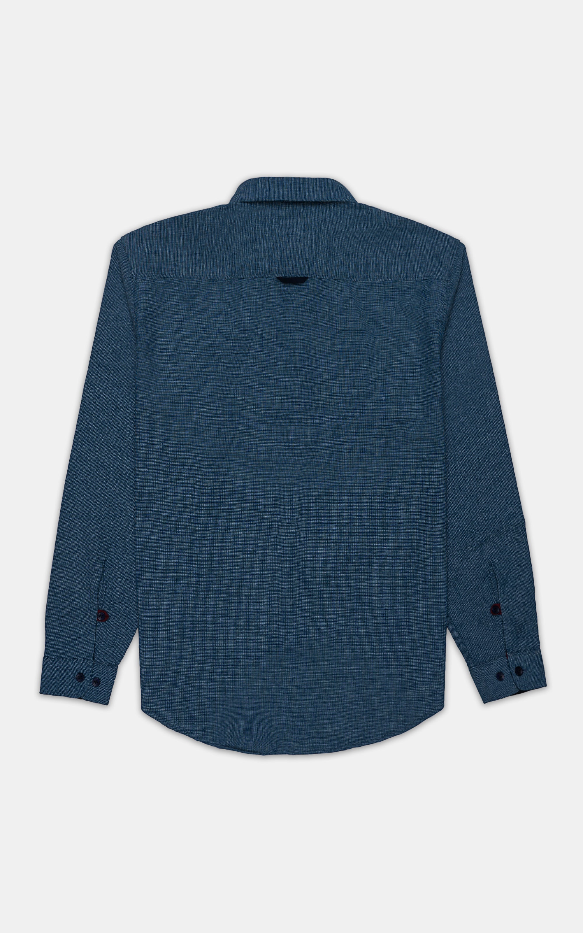 CASUAL SHIRT BLUE TEXTURED - Image 3