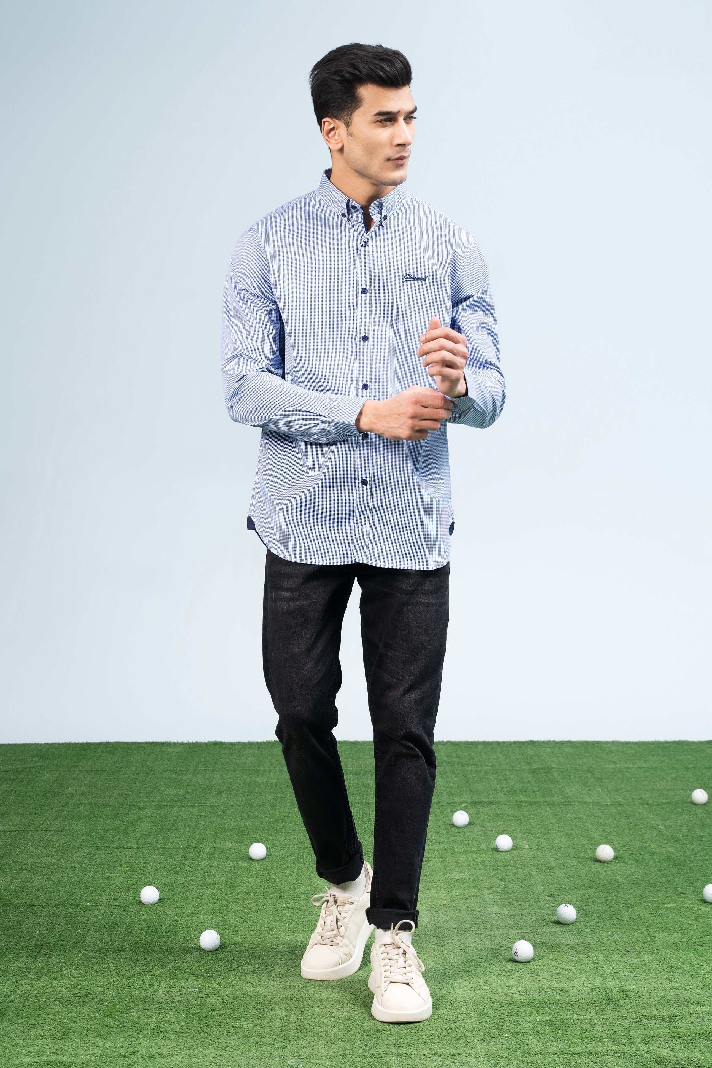 CASUAL SHIRT BLUE WHITE CHECK