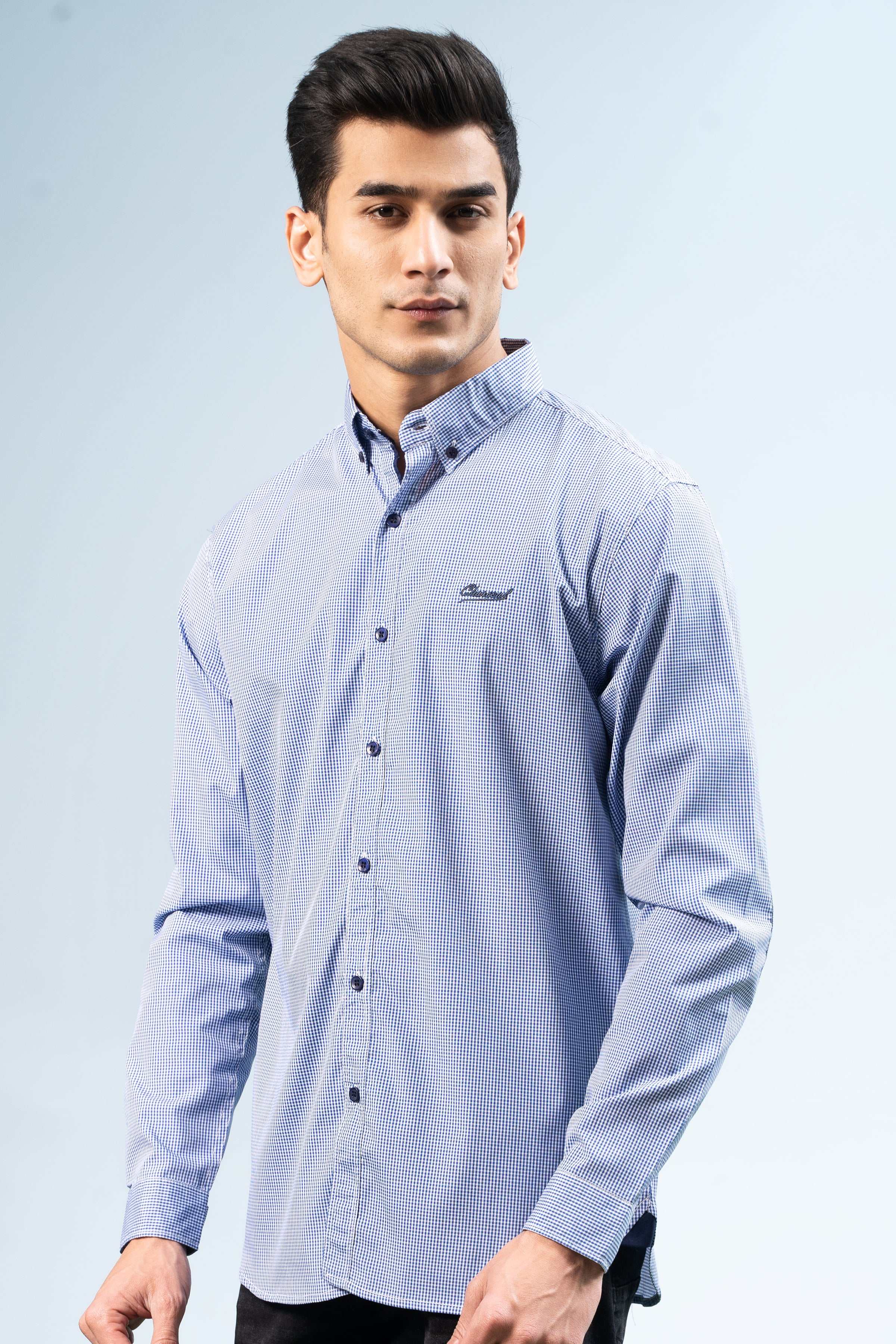 CASUAL SHIRT BLUE WHITE CHECK - Image 4