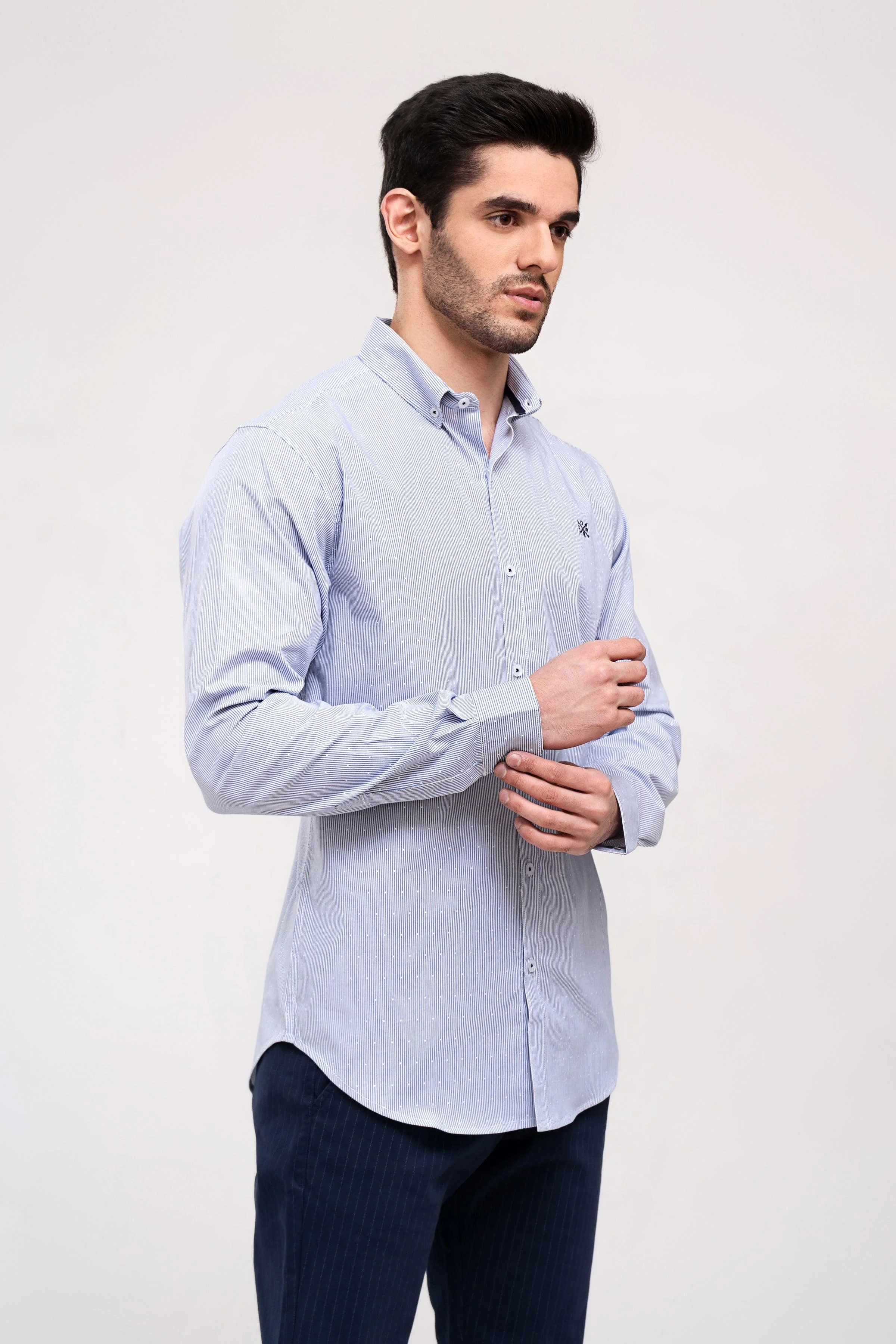 CASUAL SHIRT BLUE WHITE LINE - Image 4