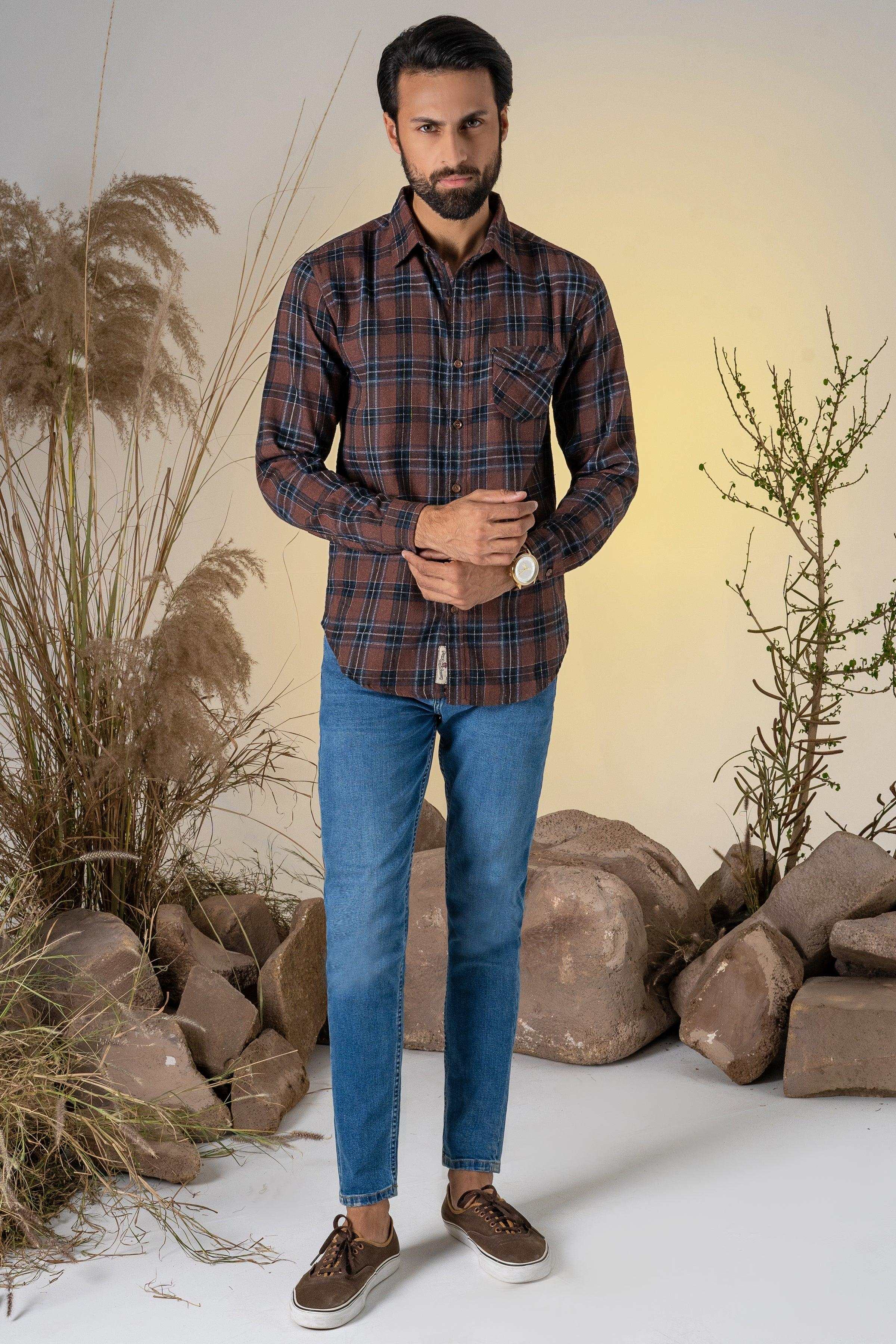 CASUAL SHIRT BROWN CHECK