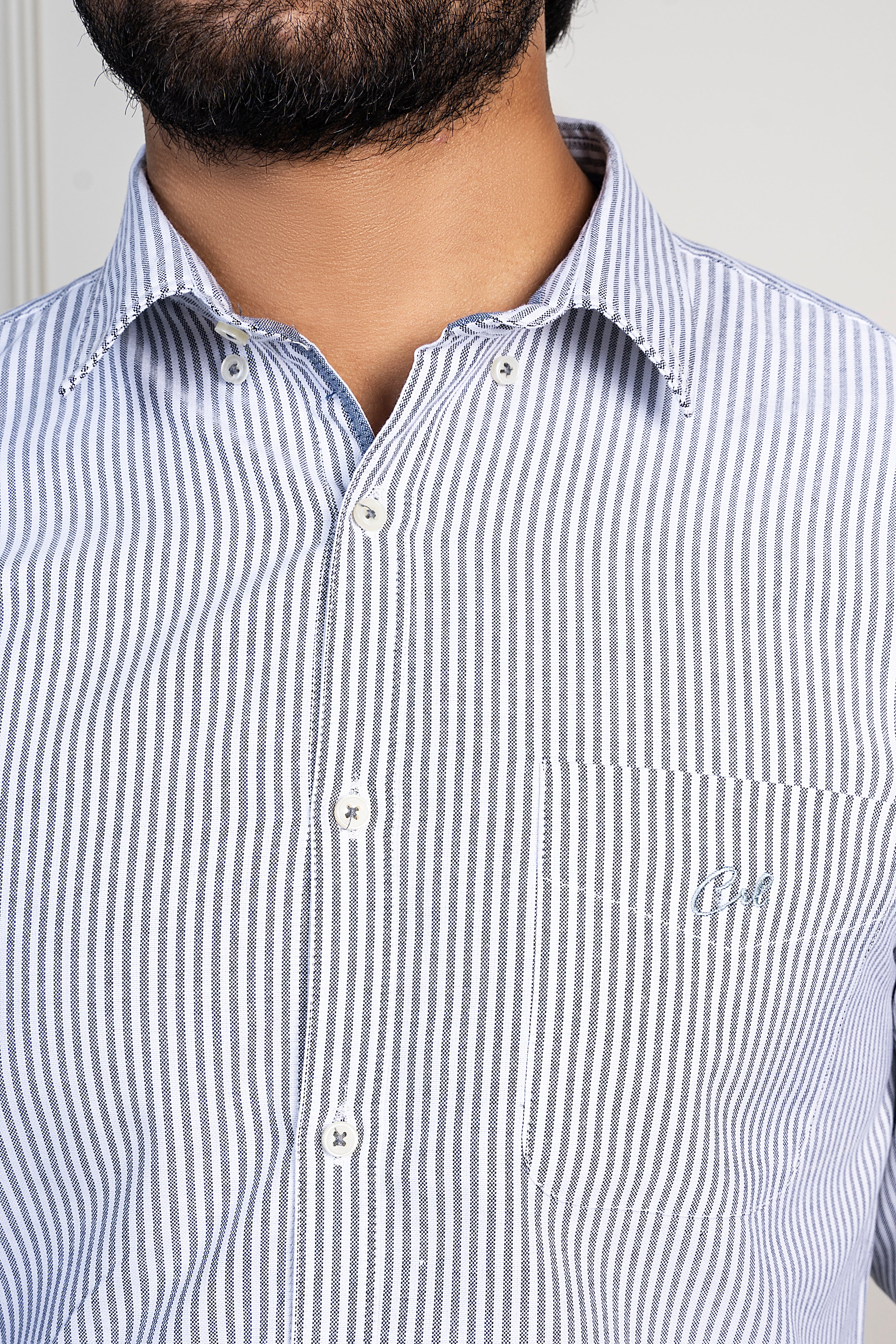 CASUAL SHIRT BUTTON DOWN COLLAR GREEN STRIPED - Image 3