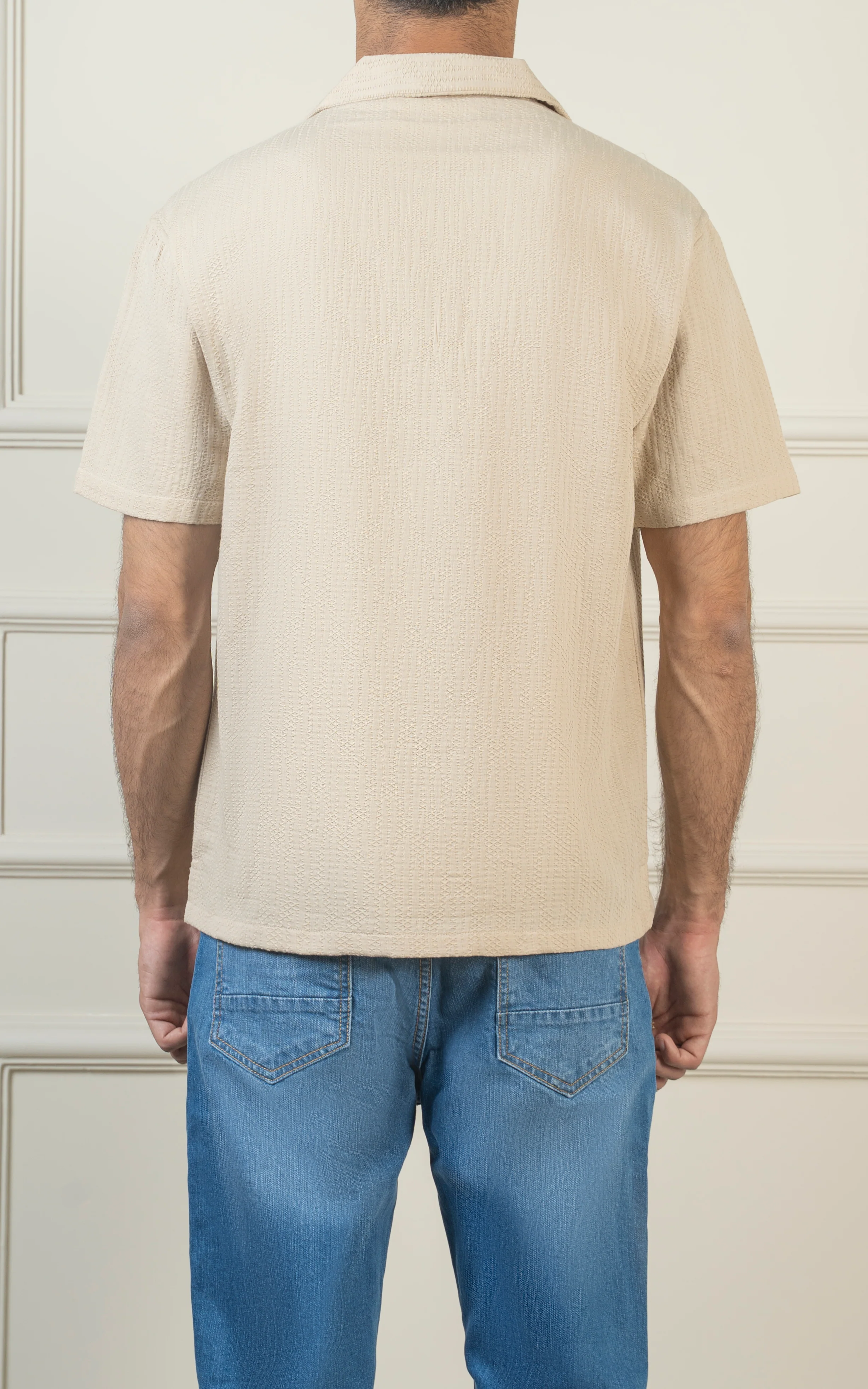 CASUAL SHIRT CUBAN COLLAR BEIGE - Image 5