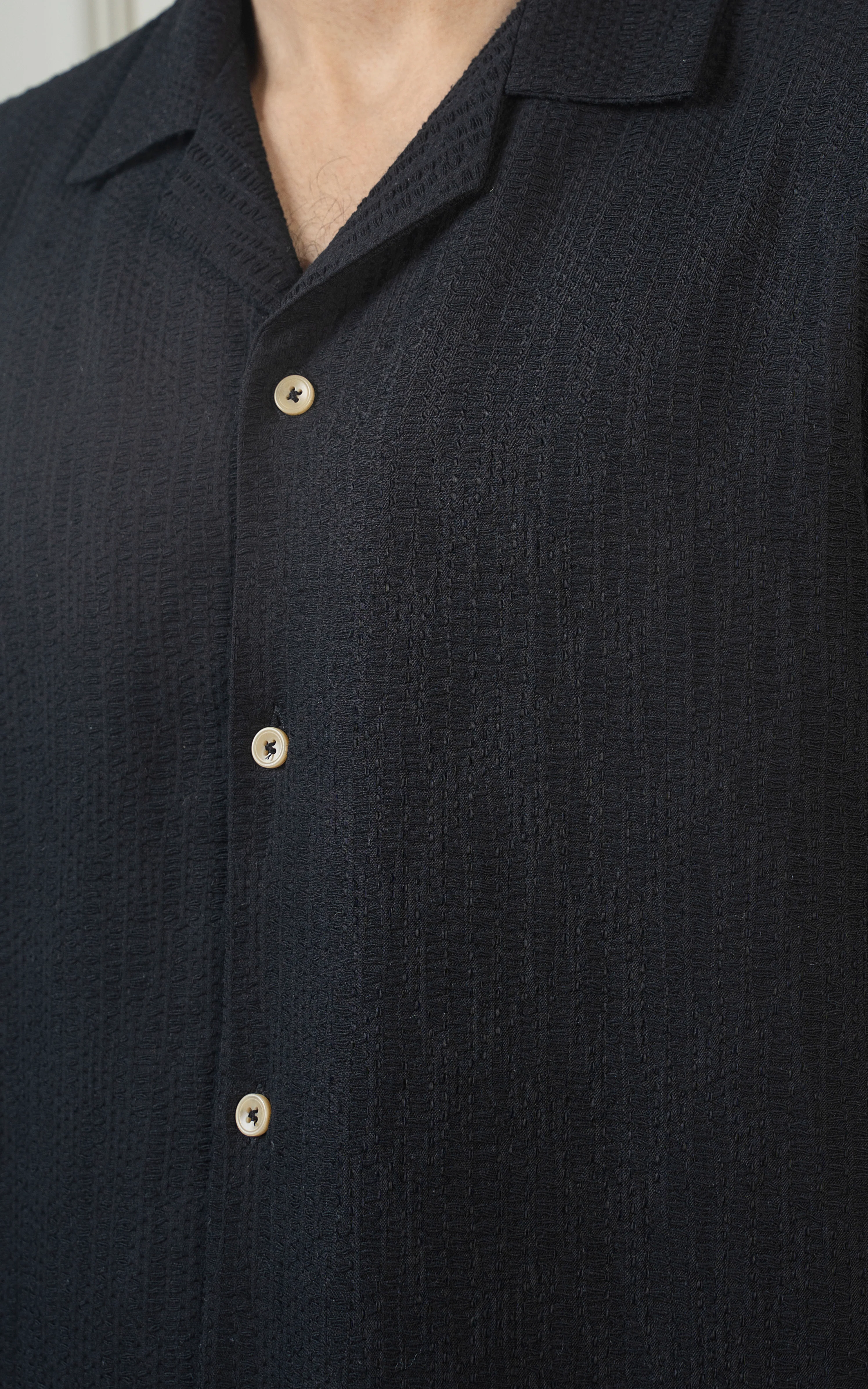 CASUAL SHIRT CUBAN COLLAR BLACK - Image 3