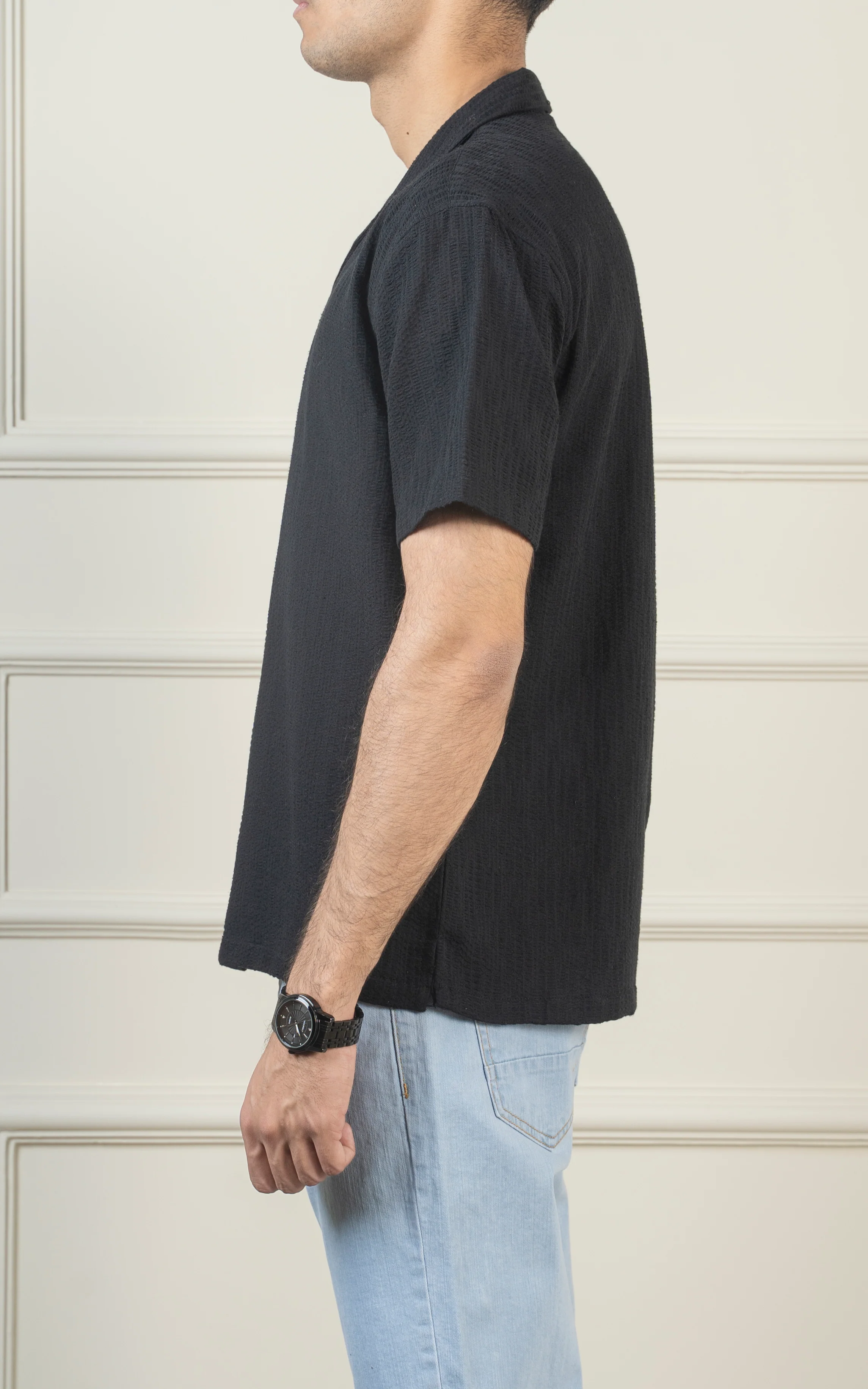 CASUAL SHIRT CUBAN COLLAR BLACK - Image 4