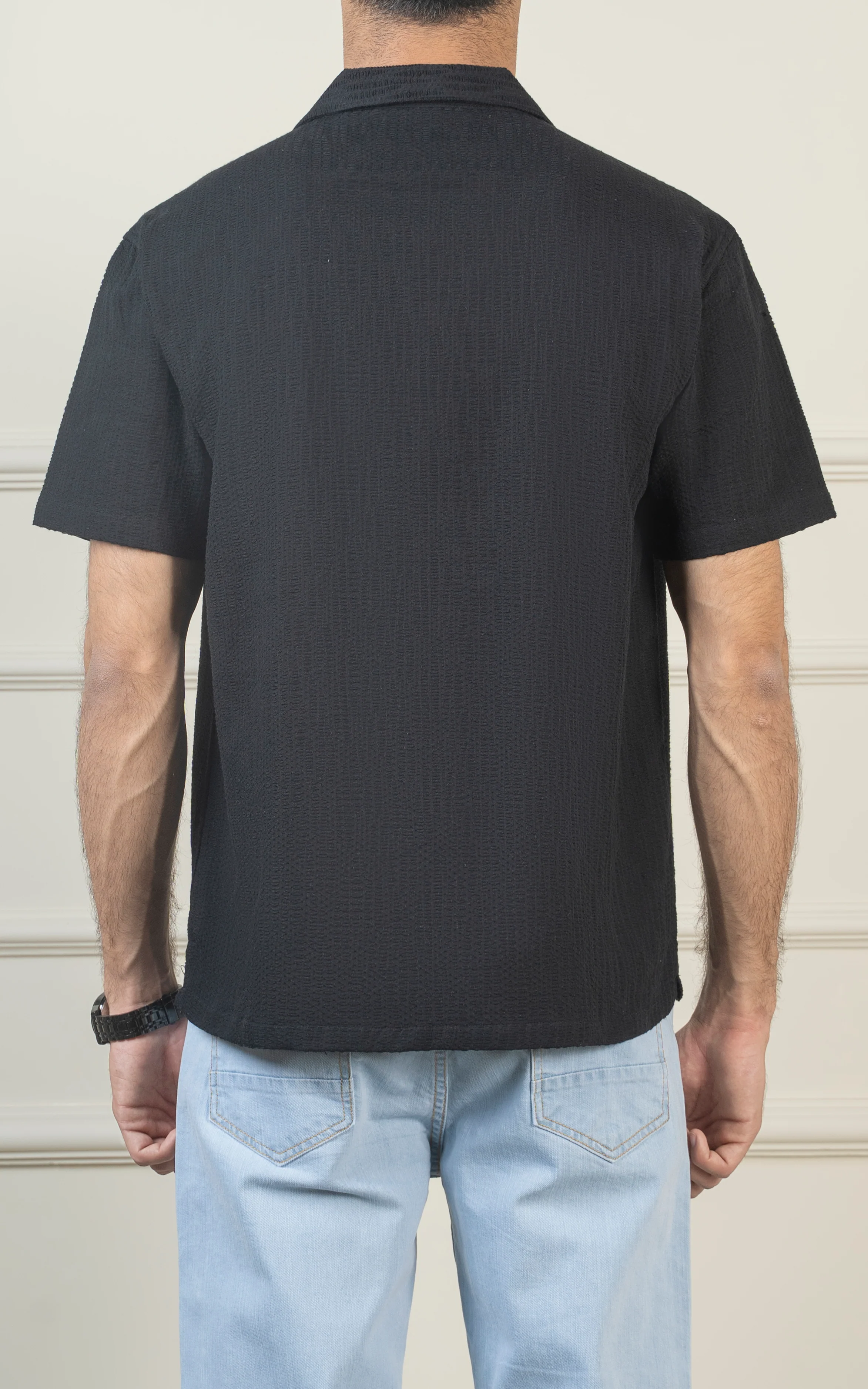 CASUAL SHIRT CUBAN COLLAR BLACK - Image 5