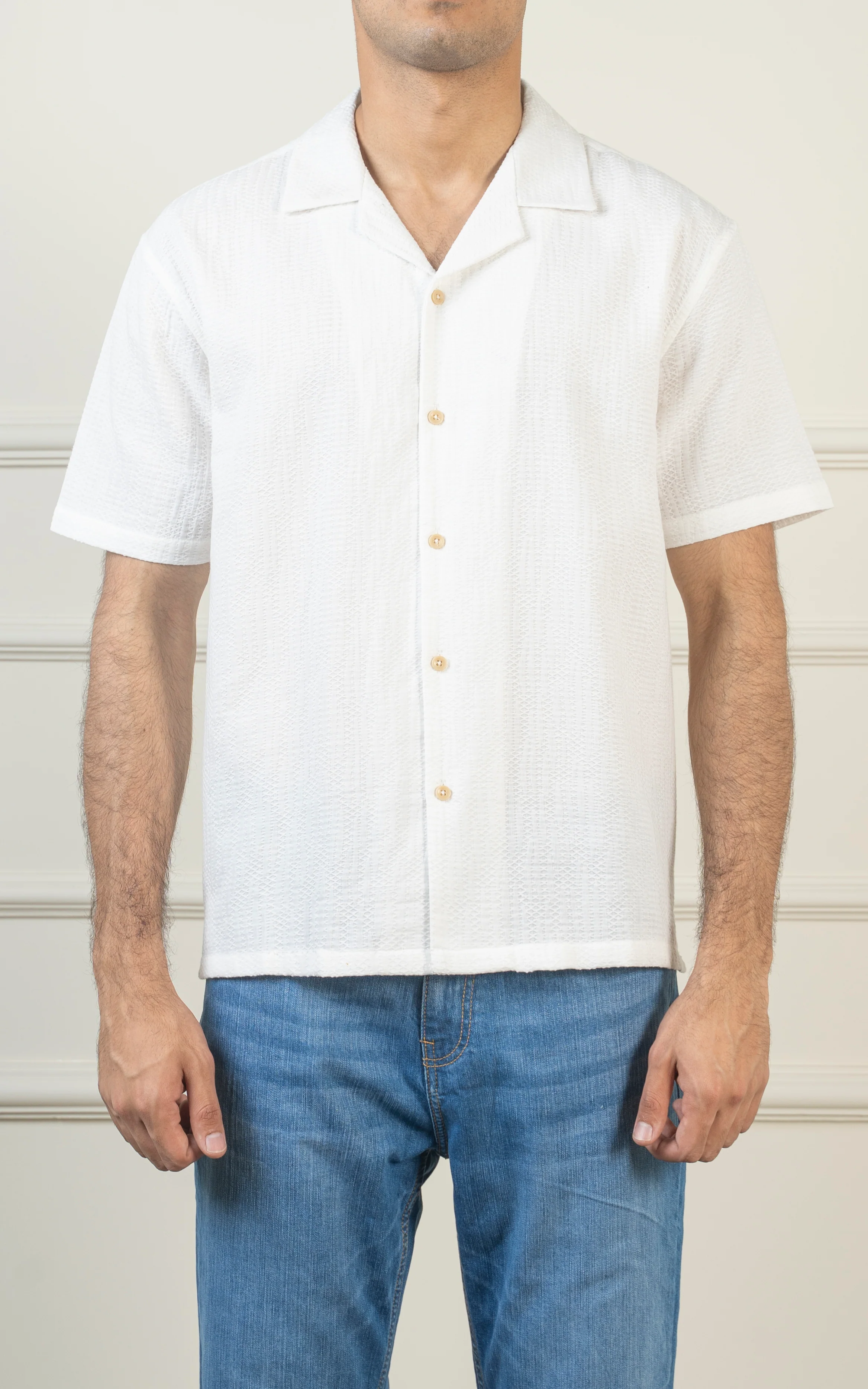 CASUAL SHIRT CUBAN COLLAR WHITE