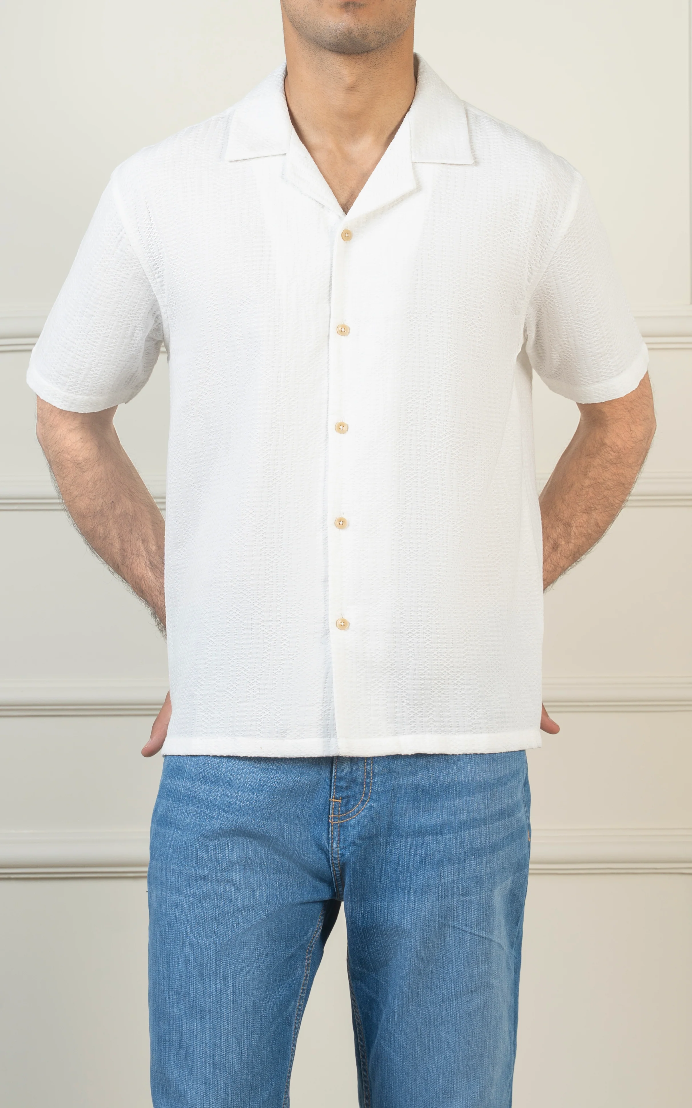 CASUAL SHIRT CUBAN COLLAR WHITE - Image 2