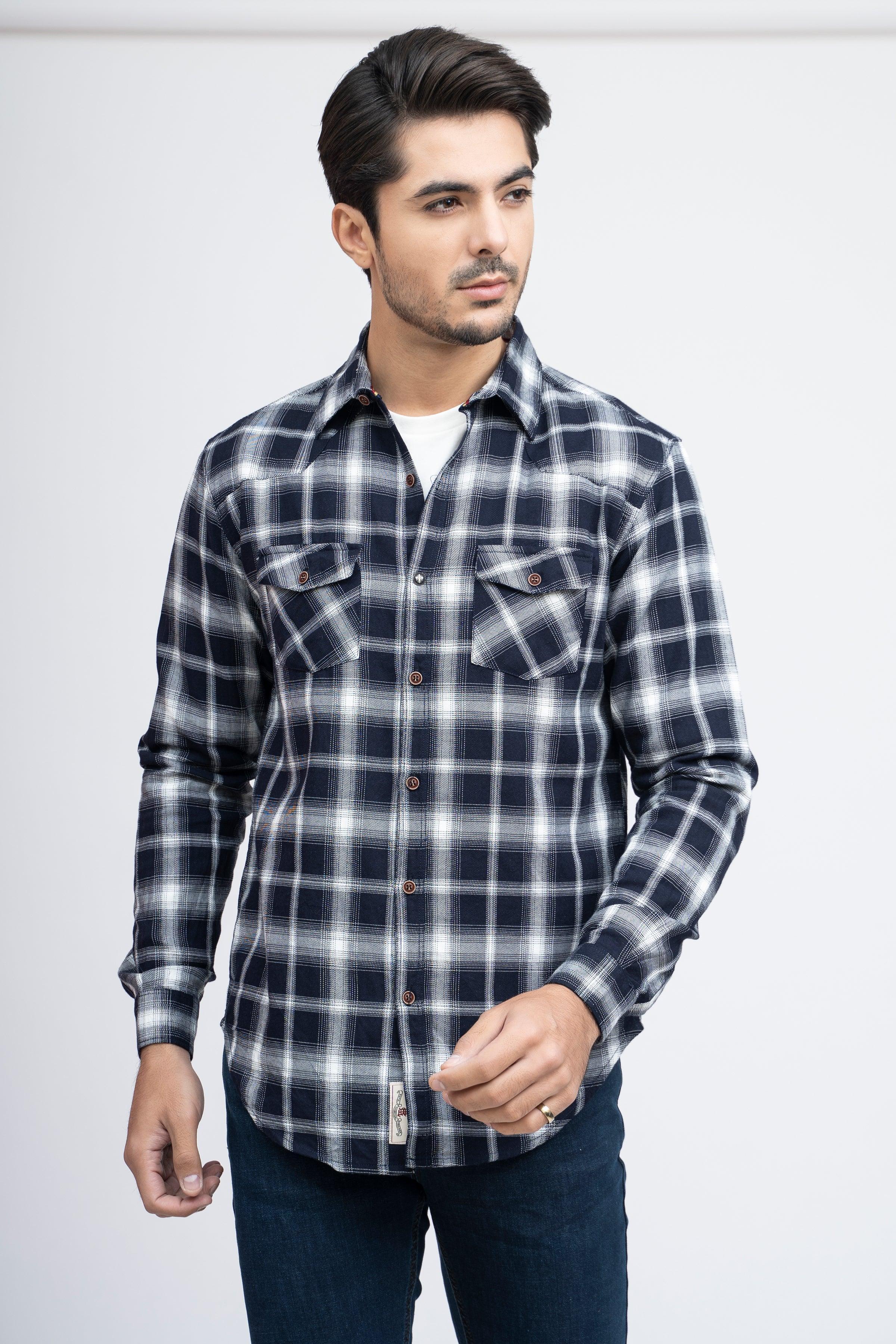 CASUAL SHIRT F/S BLACK CHECK