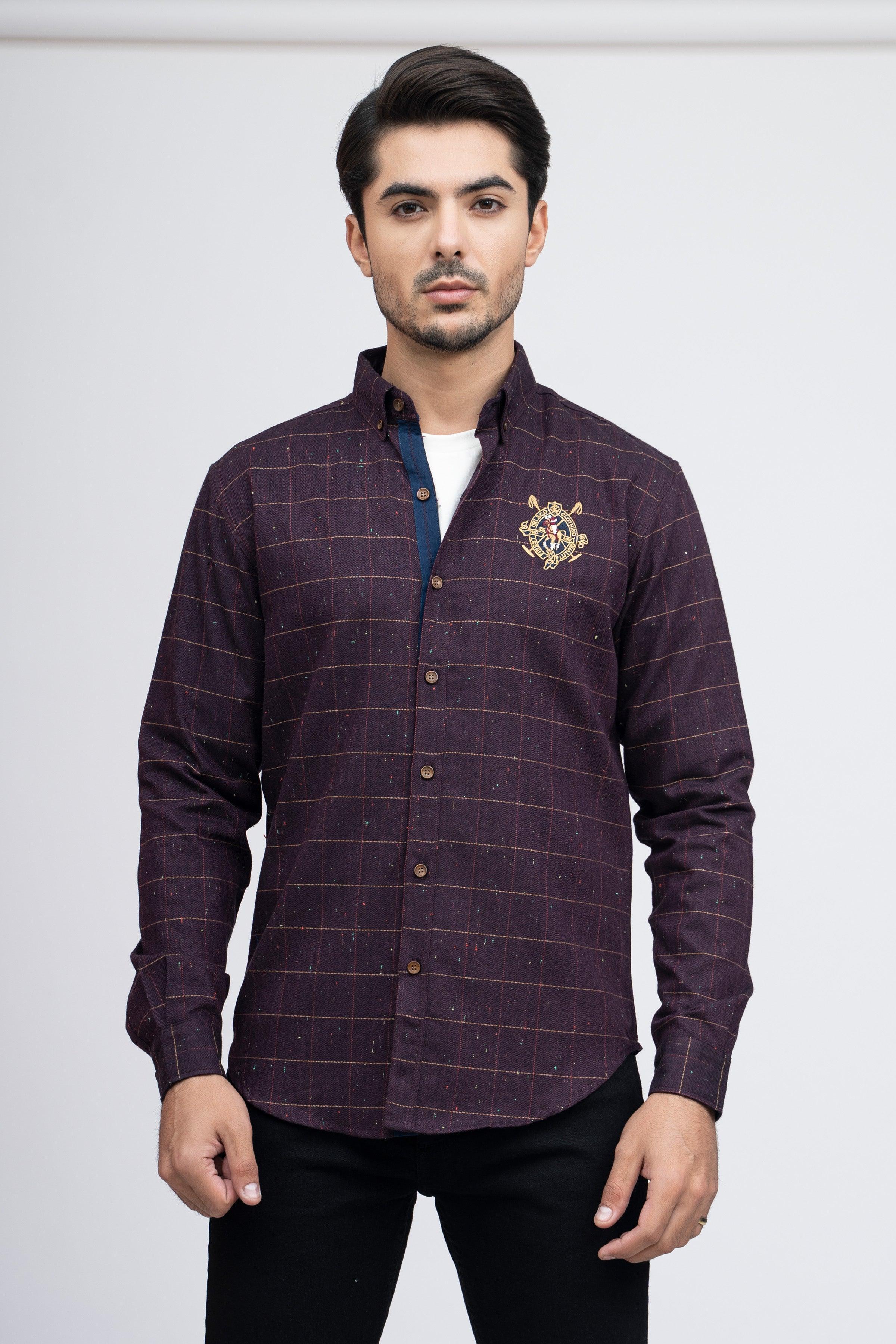 CASUAL SHIRT F/S MAROON CHECK