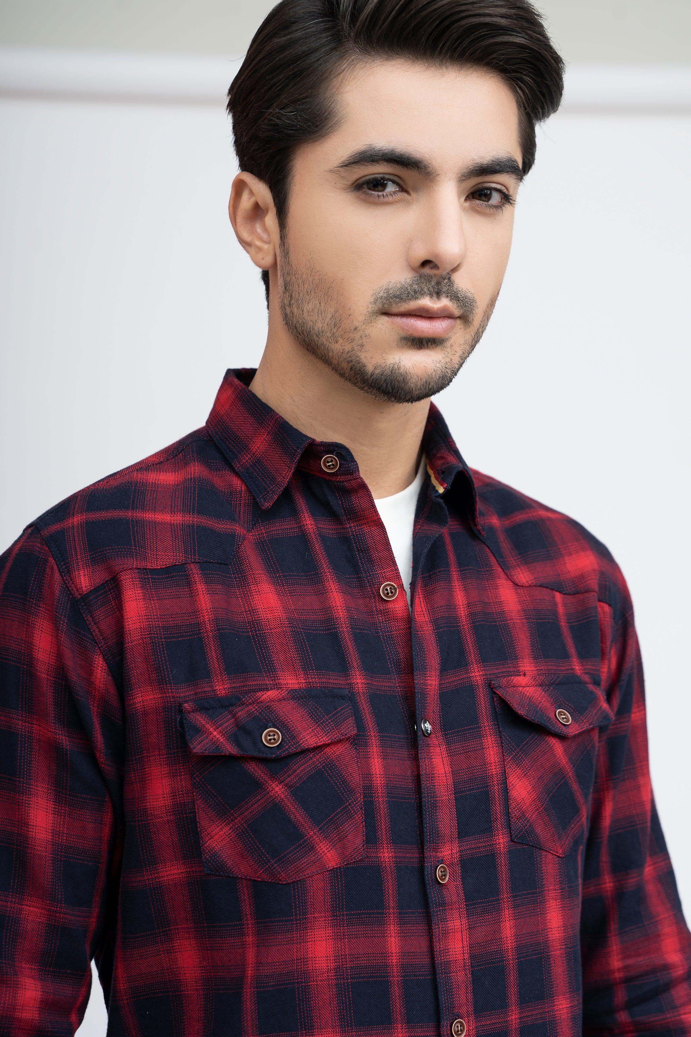 CASUAL SHIRT F/S MAROON CHECK - Image 4