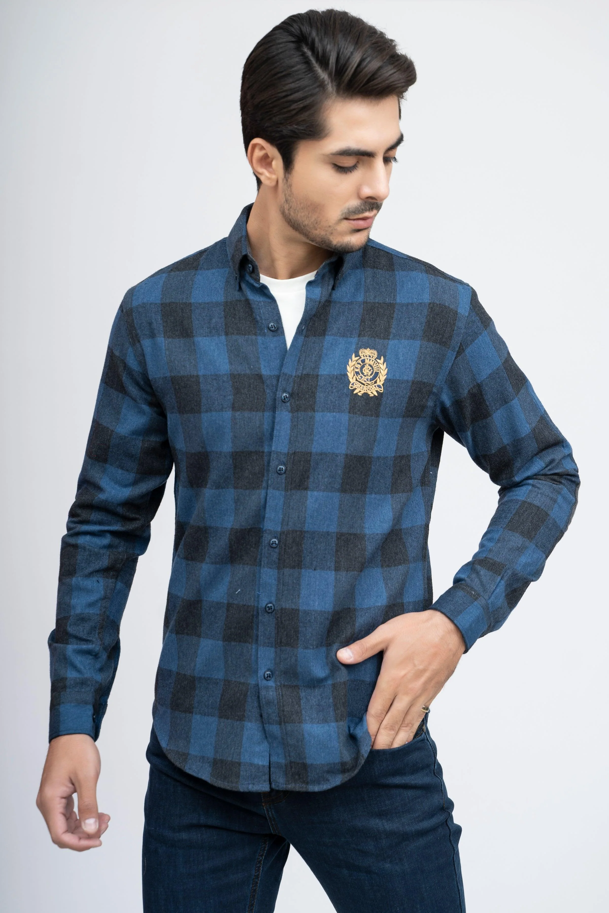 CASUAL SHIRT F/S NAVY CHECK - Image 3